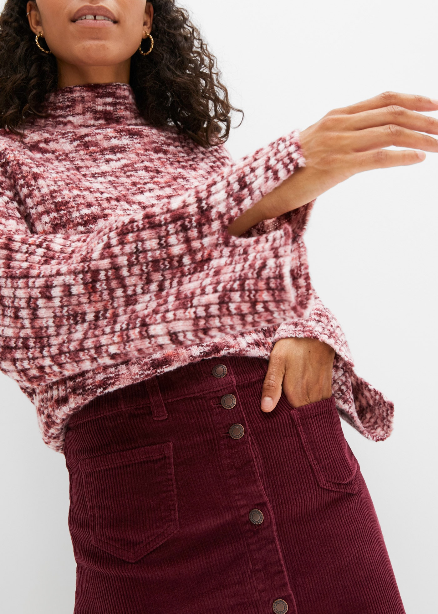 bonprix Cordrock »Stretch-Cordrock mit Knopfleiste« aus Baumwolle und Elasthan, A-Linie, mit Knopfleiste