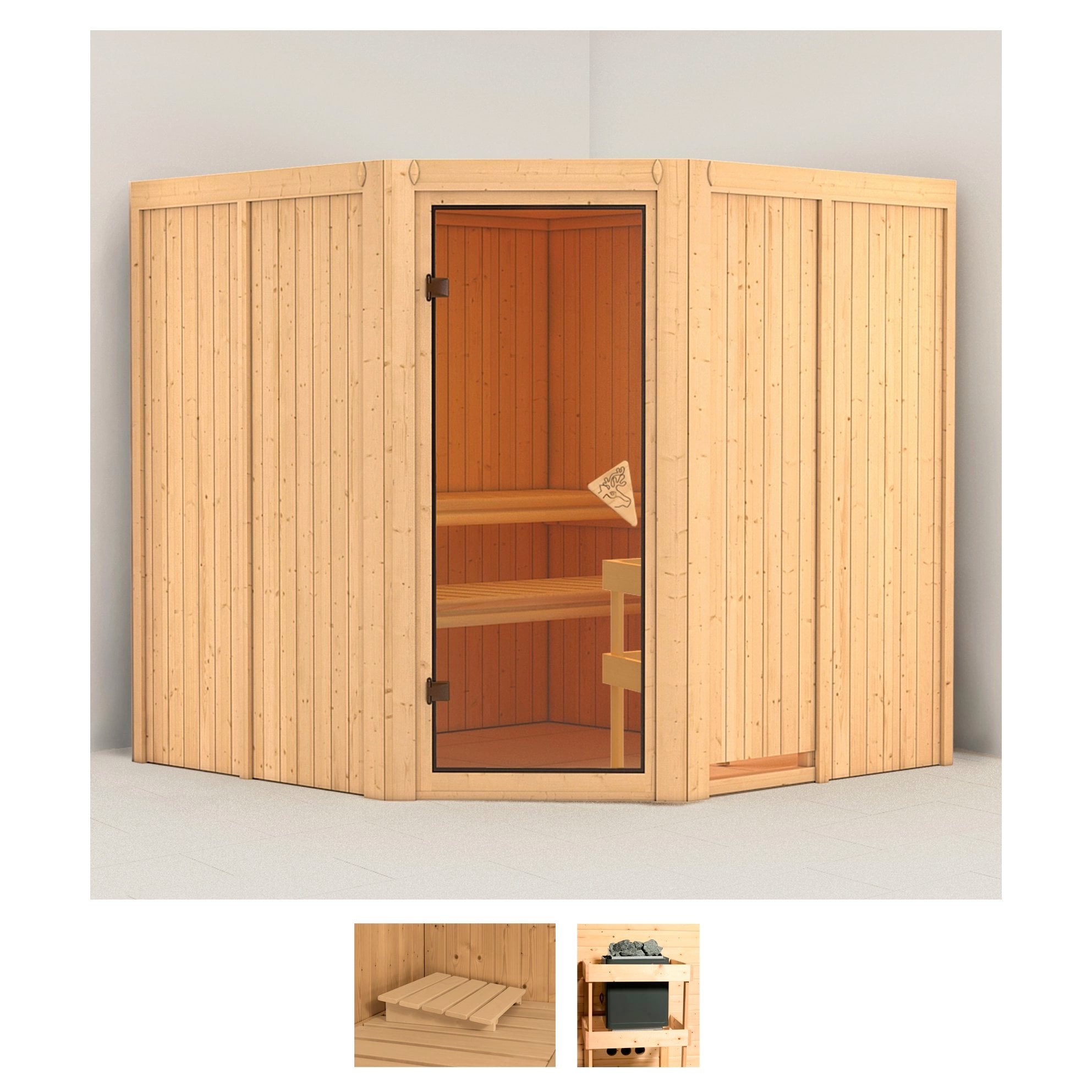 KARIBU Sauna "Jarin", ohne Ofen, (ohne Ofen), beige, Saunen, ohne Ofen