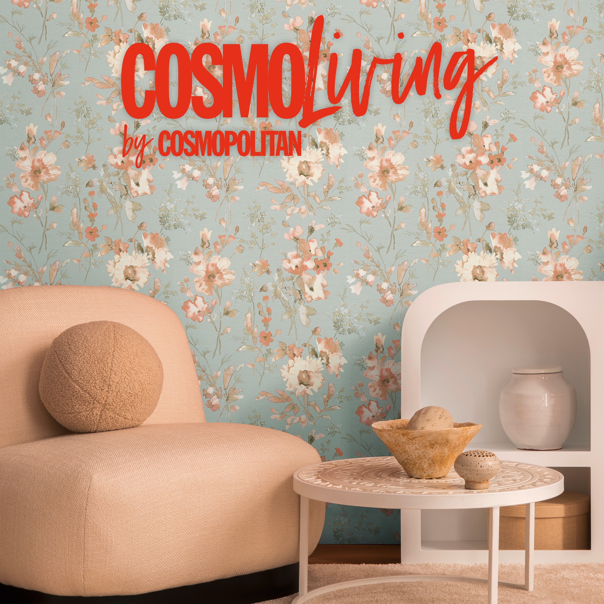 CosmoLiving by Cosmopolitan Vliestapete »Petal Poetry – Aquarell-Blumentapete« matt strukturiert Zarte Aquarellblüten für stilvolle Wohnräume