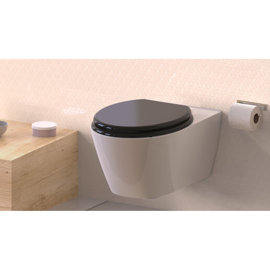 welltime WC-Sitz »Uni«, hochwertiger FSC-zertifizierter Premium-Toilettendeckel mit Absenkautomatik