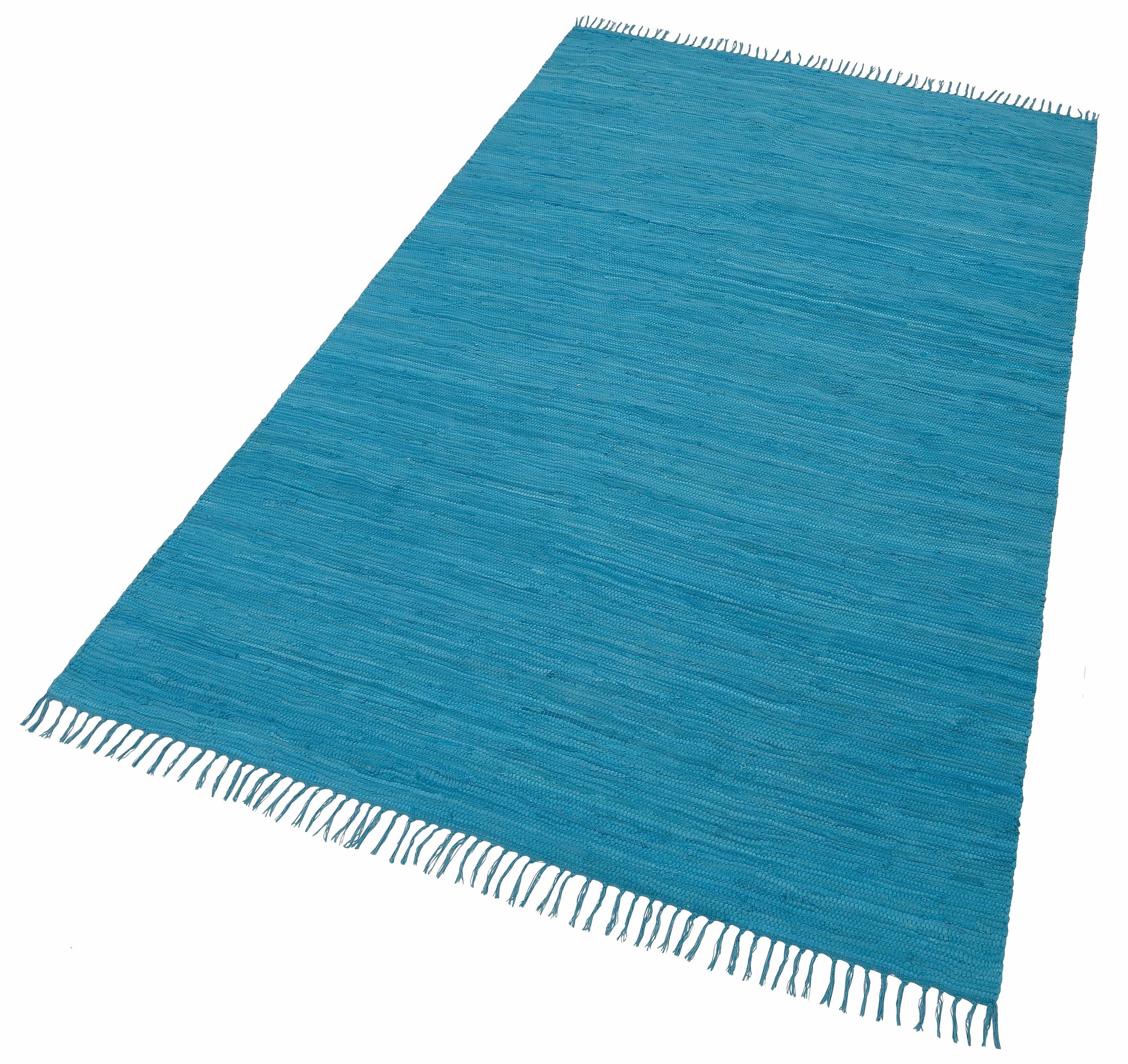 BAUR Teppich mit Handweb THEKO Cotton«, Teppich, handgewebt, Baumwolle, »Happy reine rechteckig, | Flachgewebe, Fransen