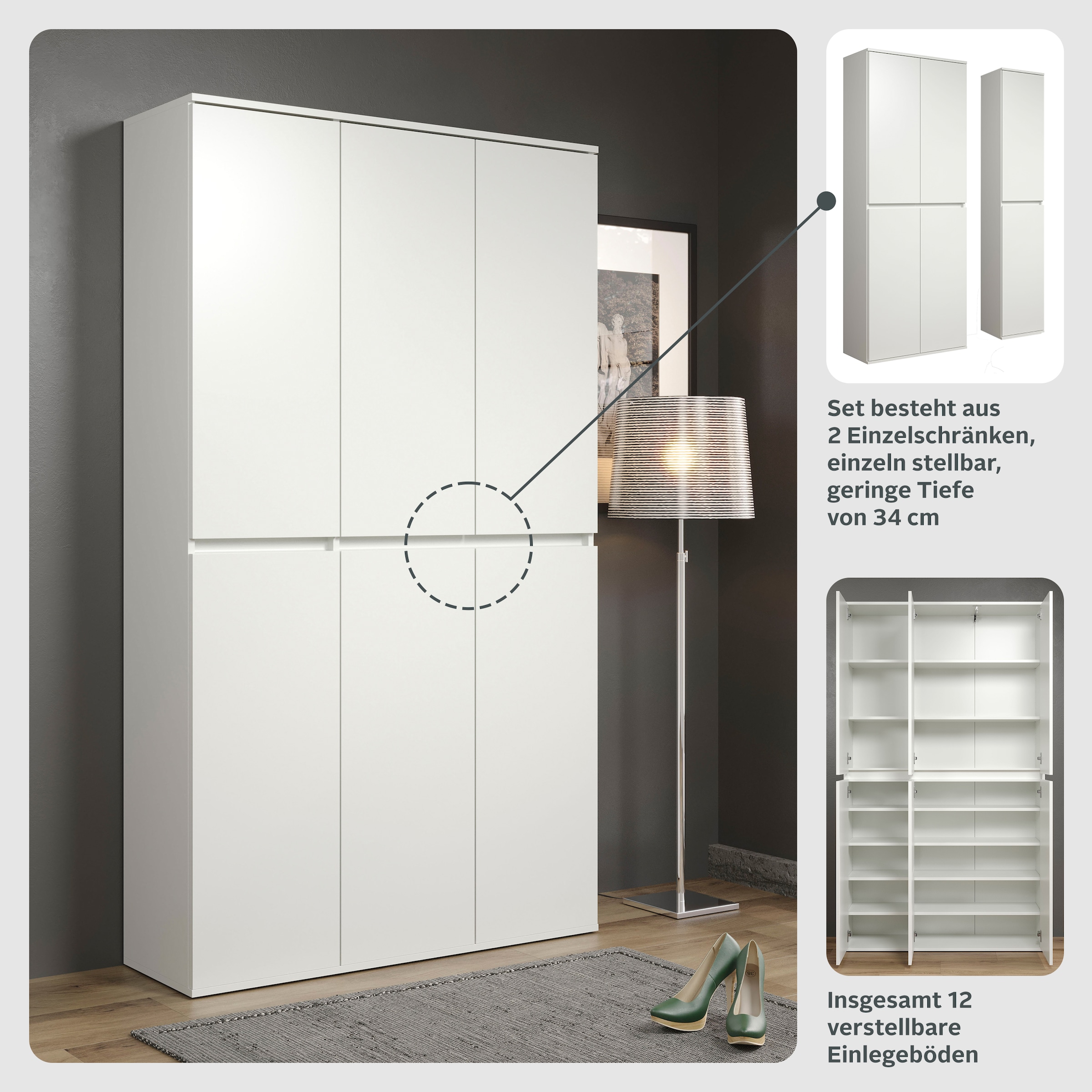 INOSIGN Mehrzweckschrank-Set »Novara«, Garderoben-Set aus 2 Einzelschänken:1xBreite 37cm,1xBreite74 cm