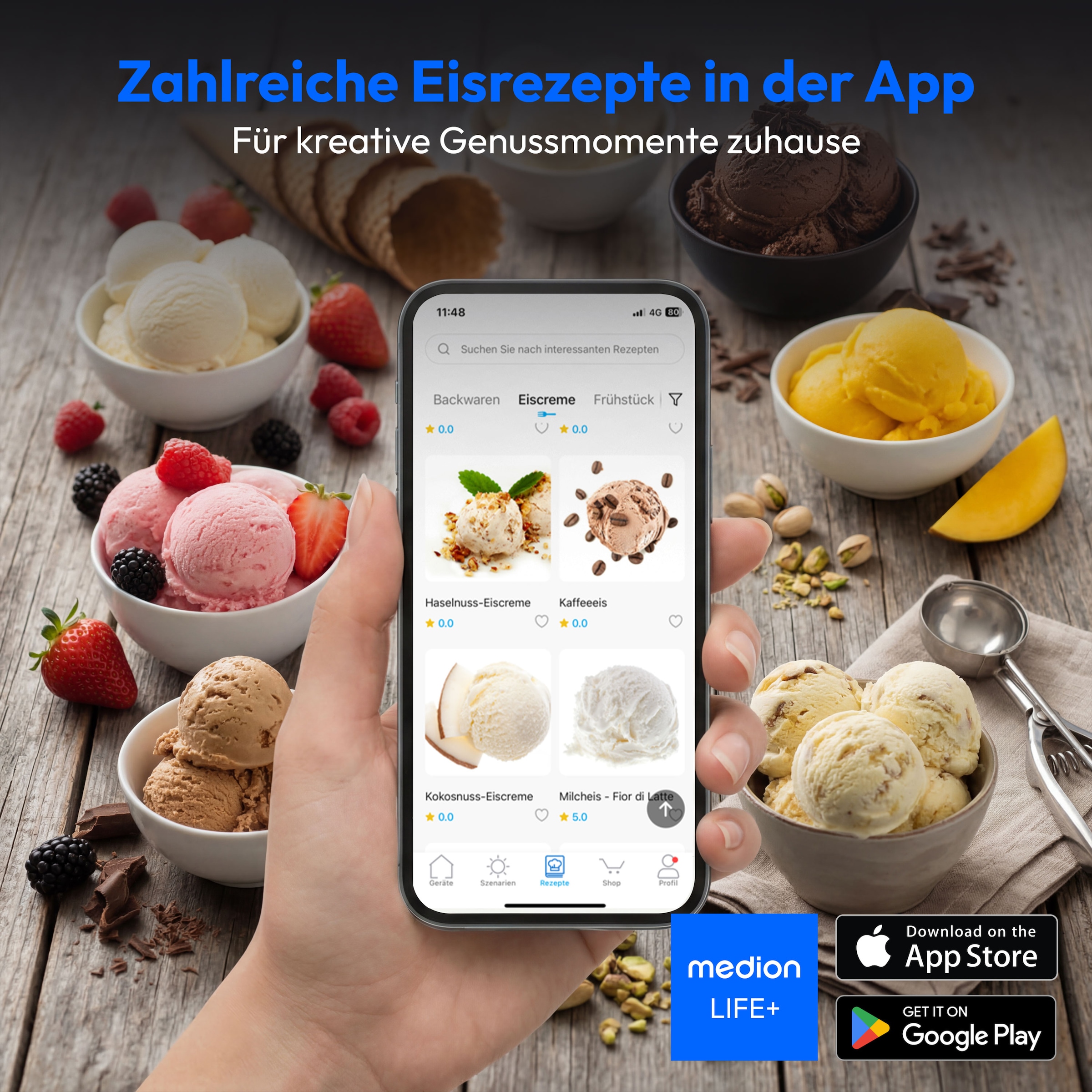 Medion® Eismaschine »MD 100087« 1,5 l 150 W Mixen, Eis, Joghurt oder Slush zubereiten, Eis nachkühlen