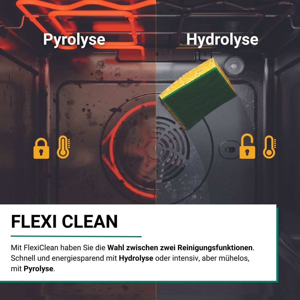 BAUKNECHT Pyrolyse Backofen  »BBI4S8PM1SK«, mit 1-fach-Teleskopauszug, Pyrolyse-Selbstreinigung, AirFry-Funktion, Pizzafunktion, 1-fach-Teleskopauszug, Gentle Steam