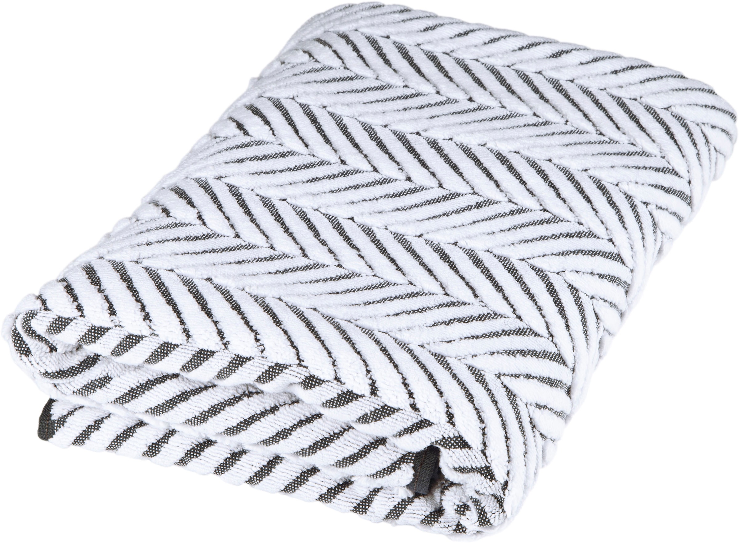 Duschtuch ROSS, B:75cm L:140cm, schwarz-weiß, Frottier, Obermaterial: 100% Baumwolle, Handtücher, "Sensual 9002", im Zopfmusterstil