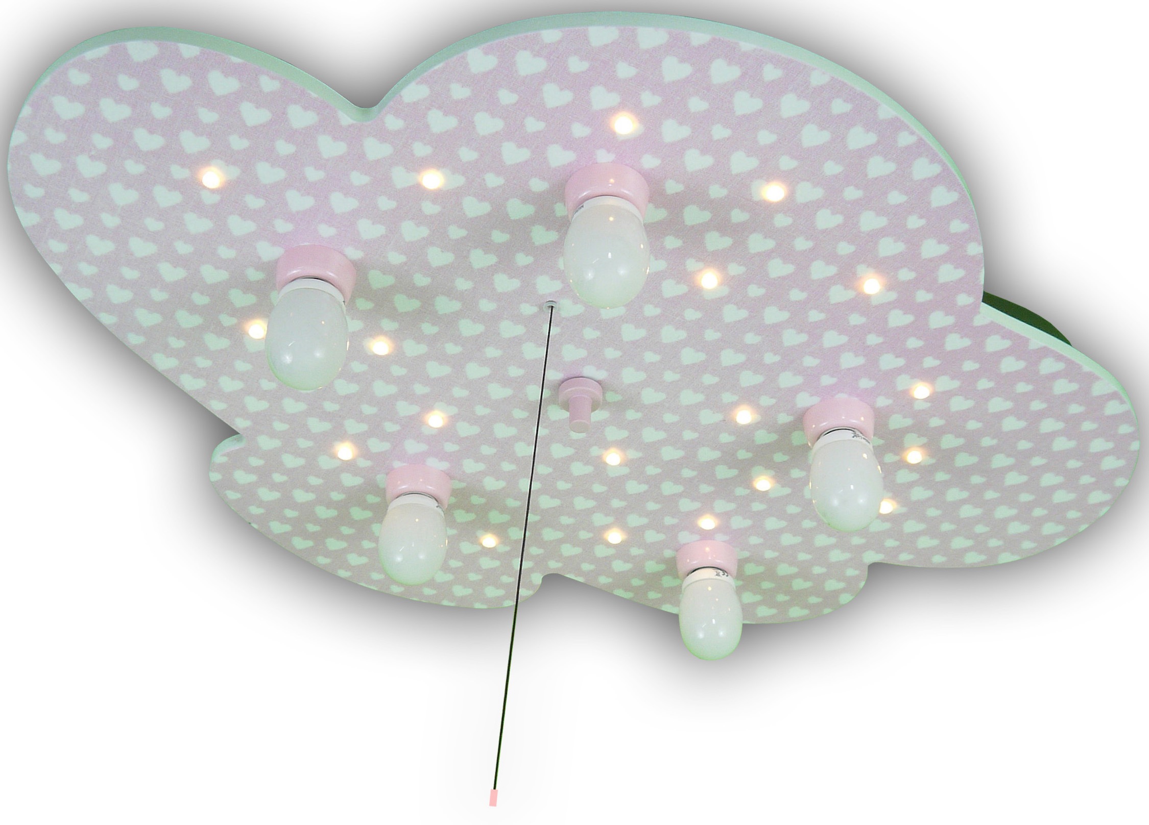 niermann Deckenleuchte Wolke Miniherzen, E14, 1 St., Deckenleuchte Wolke Miniherzen weiß/rosa