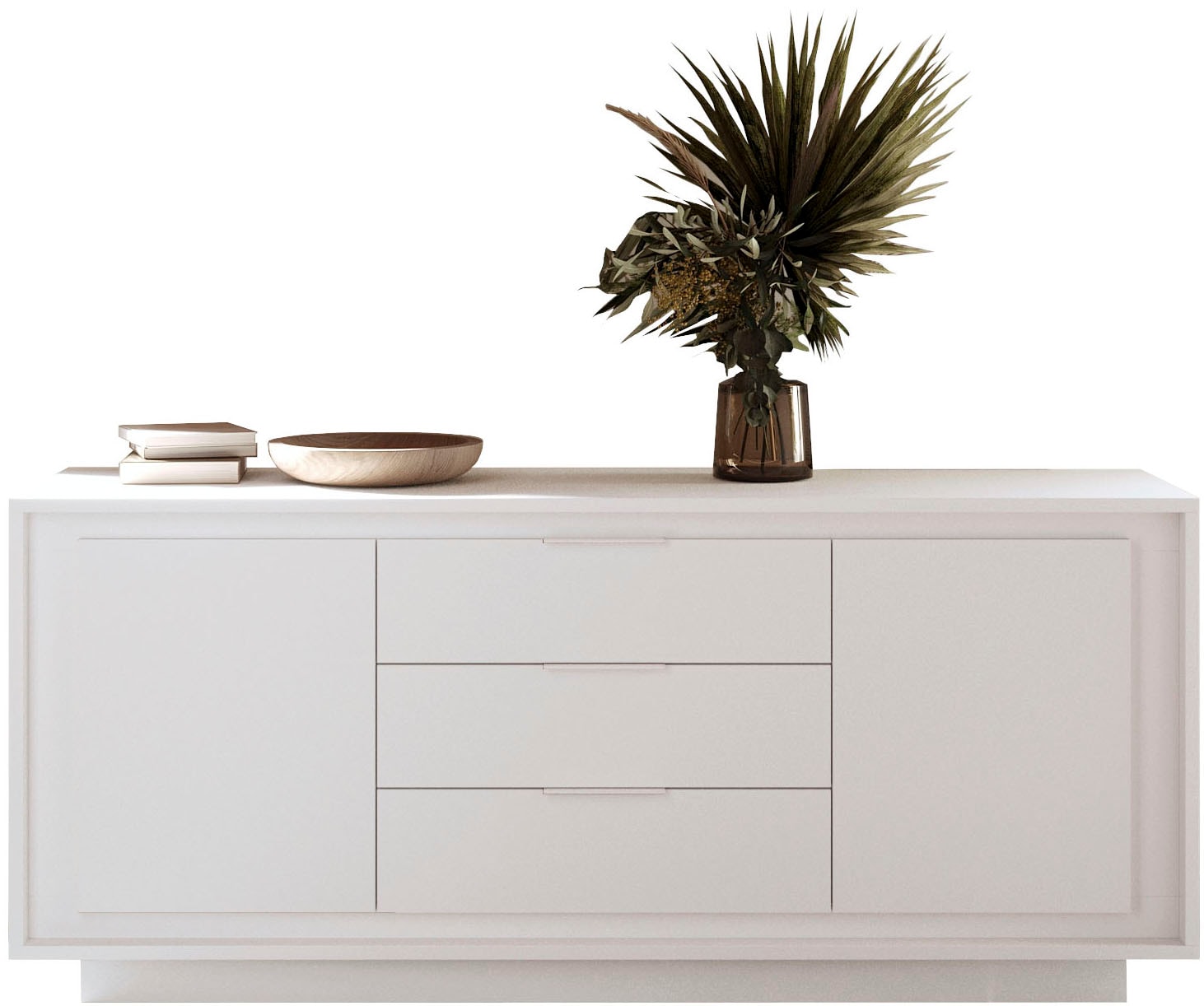 Home affaire Sideboard "Sky, B/T 180/50 cm, Kommode/Stauraumschrank, 2 Türen, 3 Schubkästen" Softclosing, Korpus & Front 22 mm stark, Rahmen-Optik, Metallgriffe