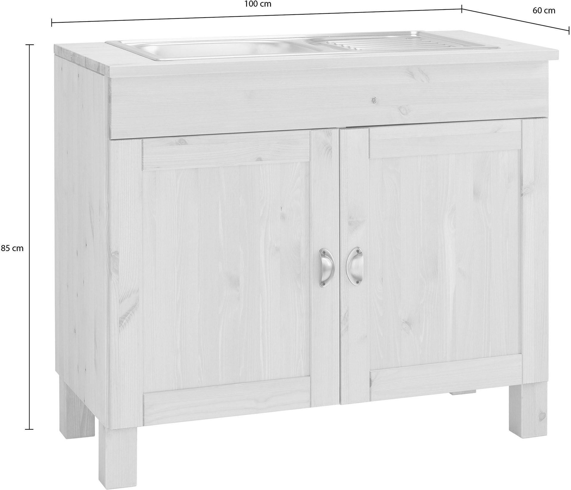 Home affaire Spülenschrank »Oslo« 100 cm breit, in 2 Tiefen, inklusive Einbauspüle aus Edelstahl