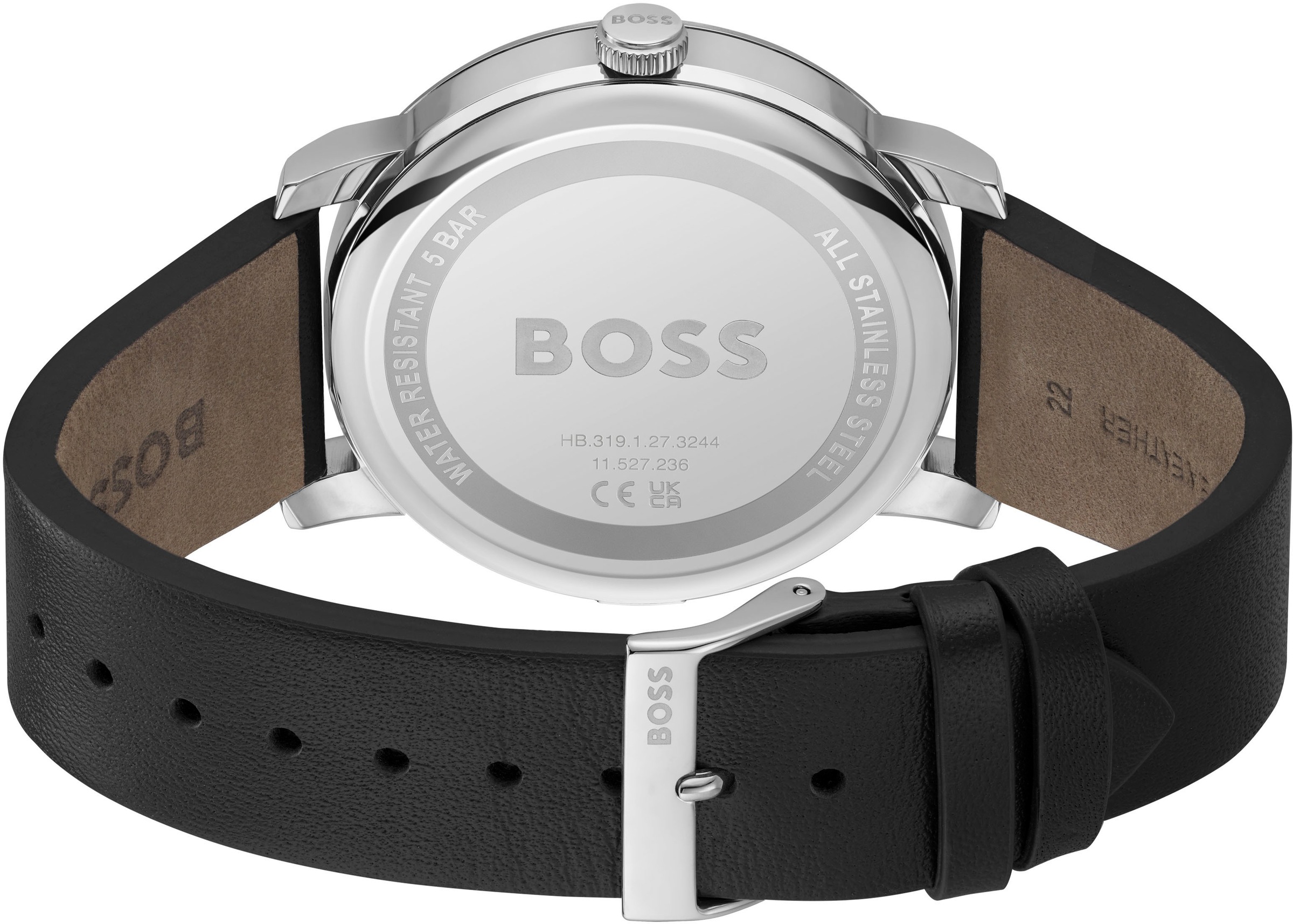 BOSS Multifunktionsuhr »CONTENDER«, Quarzuhr, Herrenuhr, Armbanduhr, Datum, Lederarmband