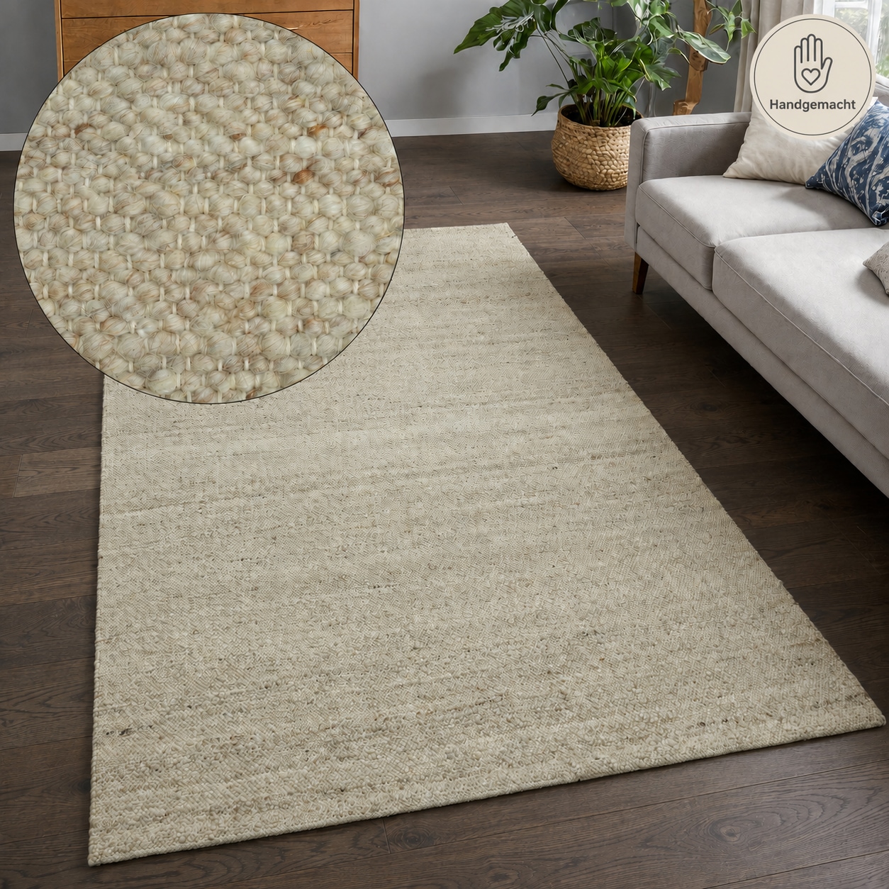 OTTO home Teppich "Naddia, Webstruktur, Naturtöne" rechteckig 9 mm Höhe Zeitloses Design, meliert, Wohnzimmer, Schlafzimmer, Esszimmer