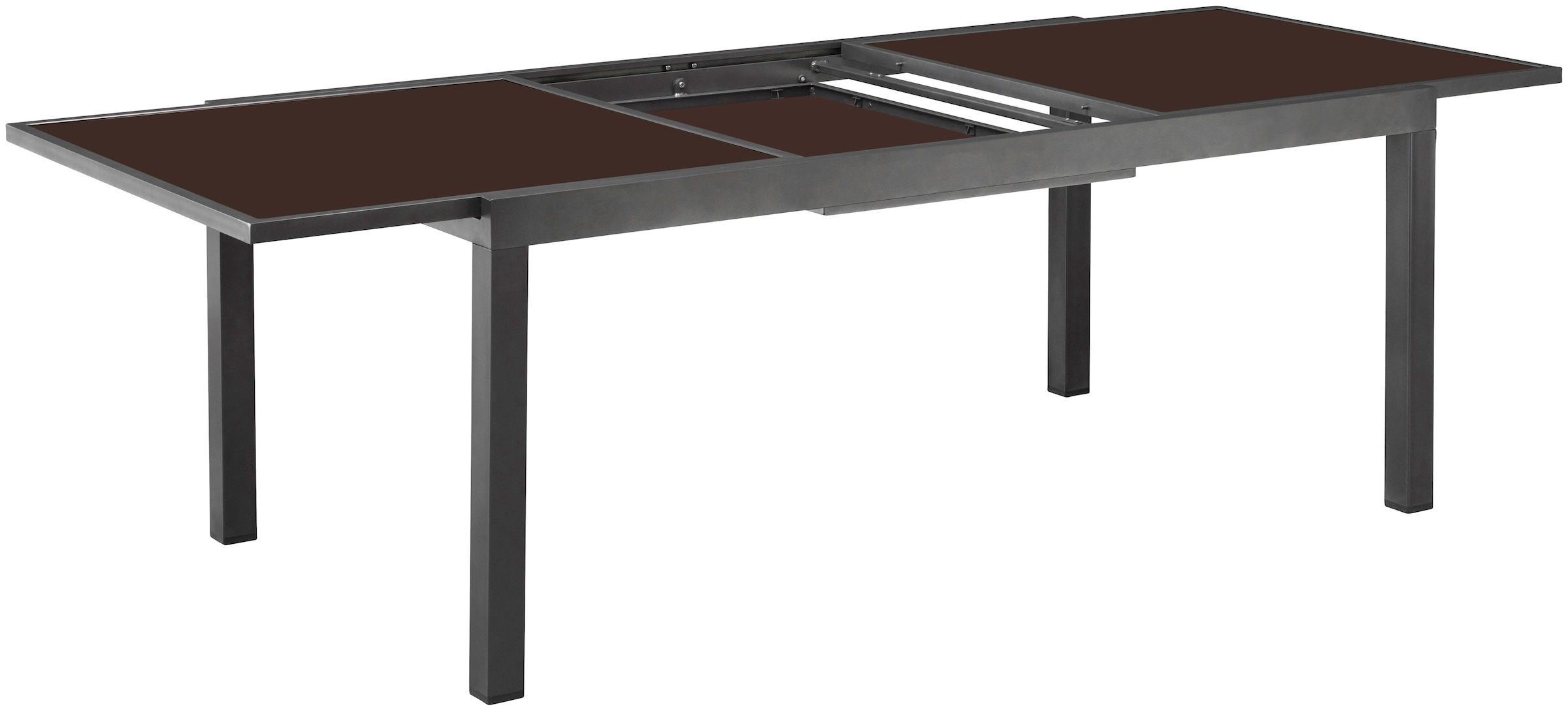 MERXX Garten-Essgruppe »Amalfi, TOPSELLER!«, (9 tlg., 8 Stapelsessel, 1 Ausziehtisch 180(240)x100 cm), pulverbeschichtetes Aluminium, 100 % Polyester,für 8 Personen geeignet