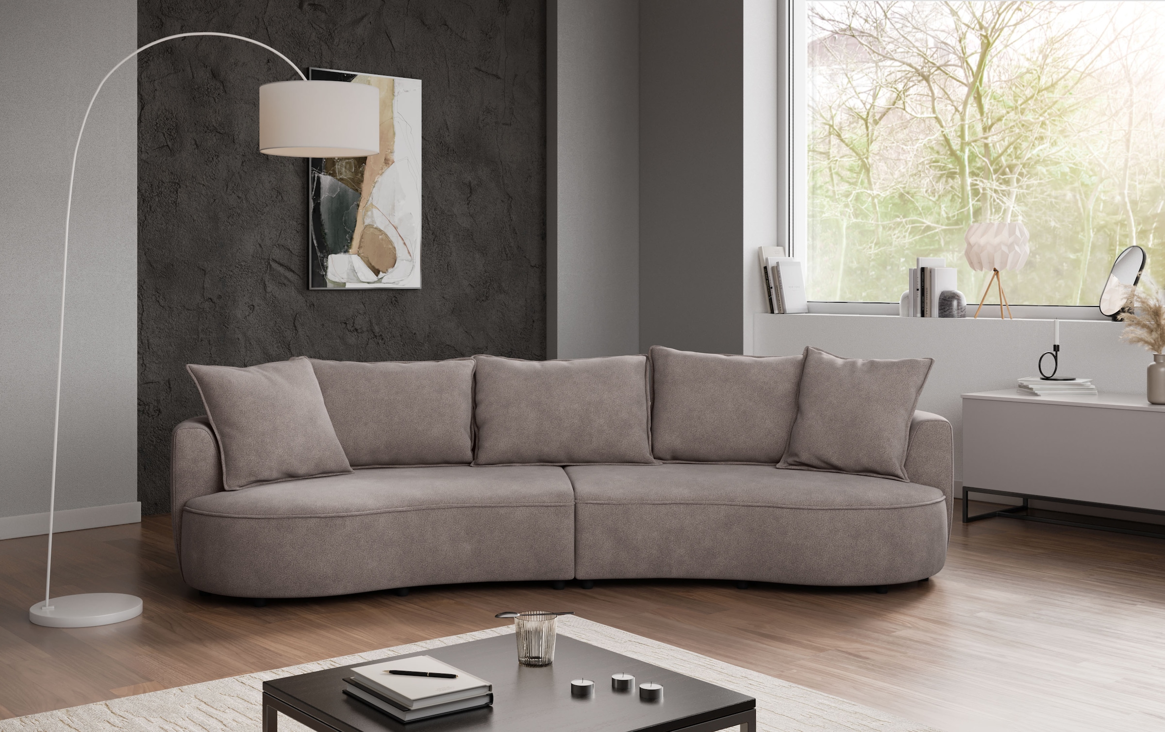 OTTO home Loungesofa »Sana, Bigsofa, Megasofa, organische Form, Breite 296 cm« Loungesofa mit Wellenunterfederung