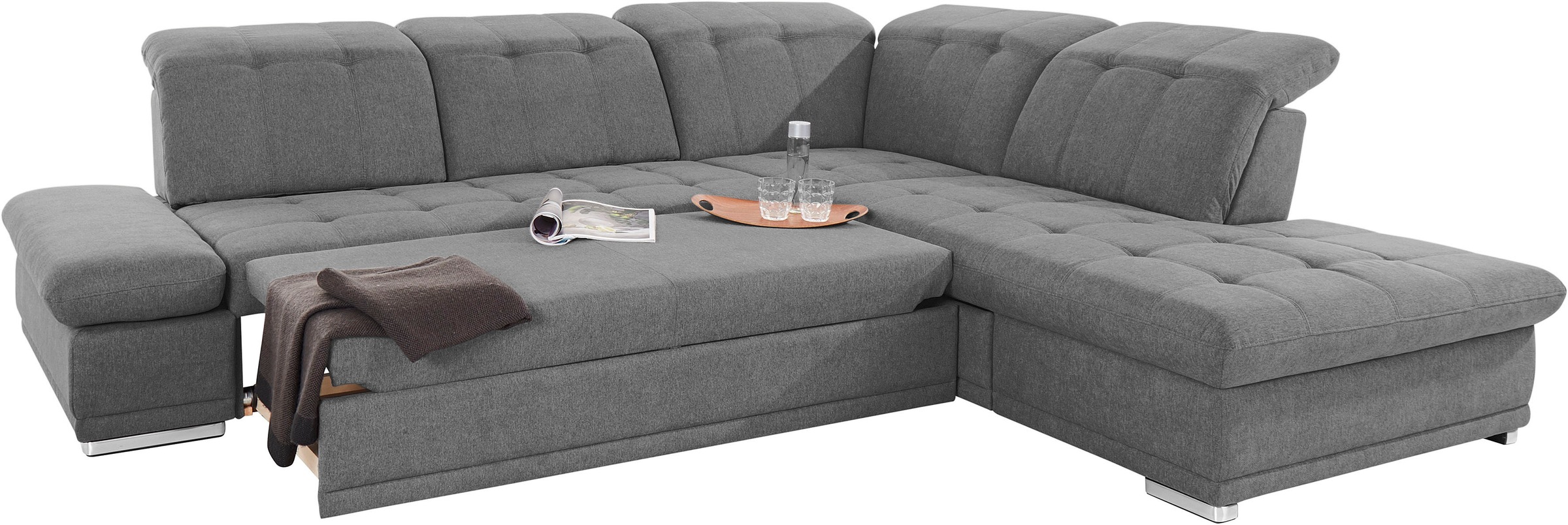 COTTA Ecksofa »Holiday L-Form mit Sitztiefen-, Armteil- und Kopfteilverstellung«, wahlweise mit Bettfunktion & Bettkasten