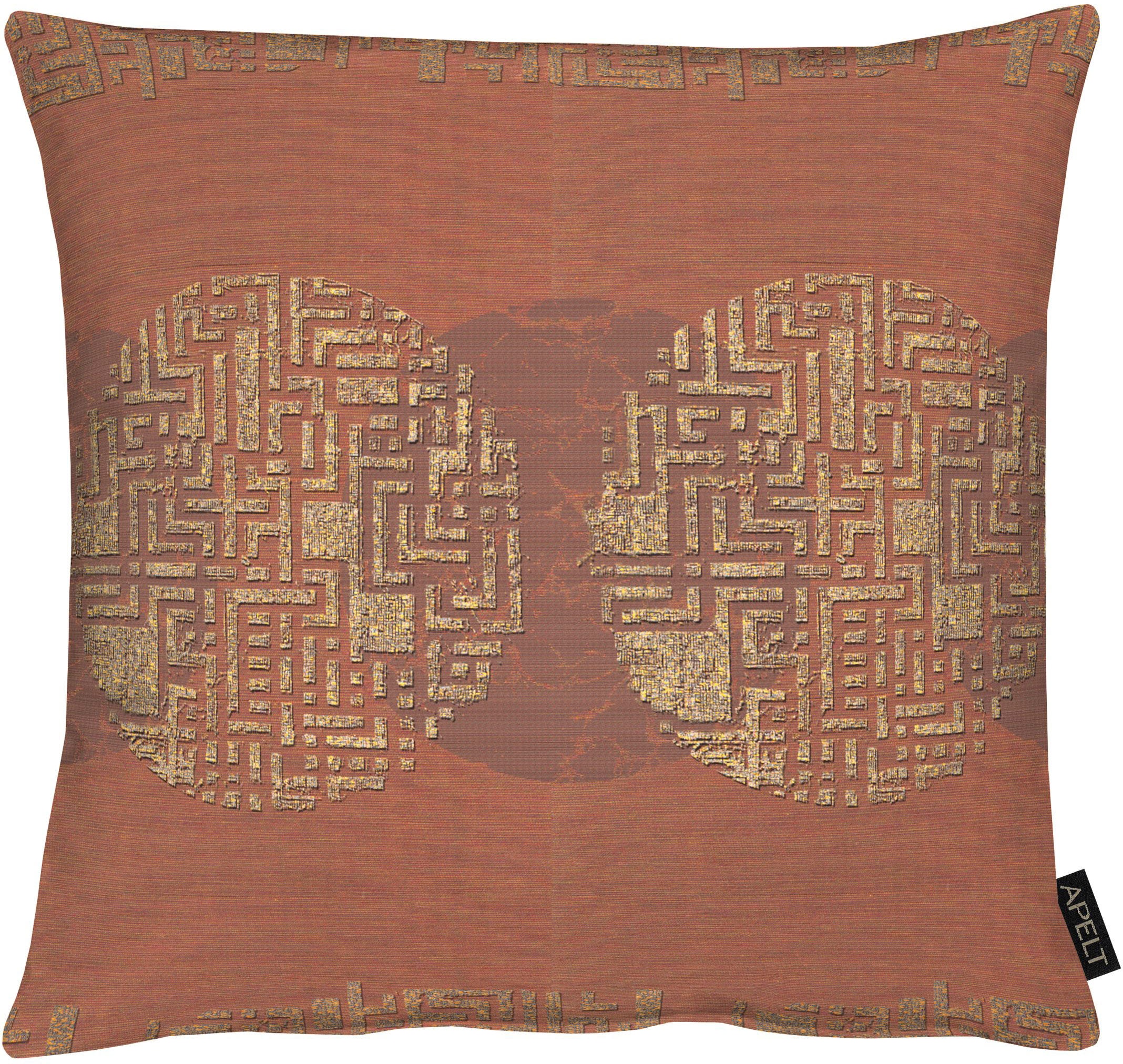 Dekokissen APELT "2718" Gr. 1, orange (orange, terrakotta, gemustert), B:46cm L:46cm, Polyester, Viskose, Dekokissen_Sitzkissen_Kissenhüllen, aus Jacquard-Gewebe, Kissenhülle ohne Füllung, 1 Stück