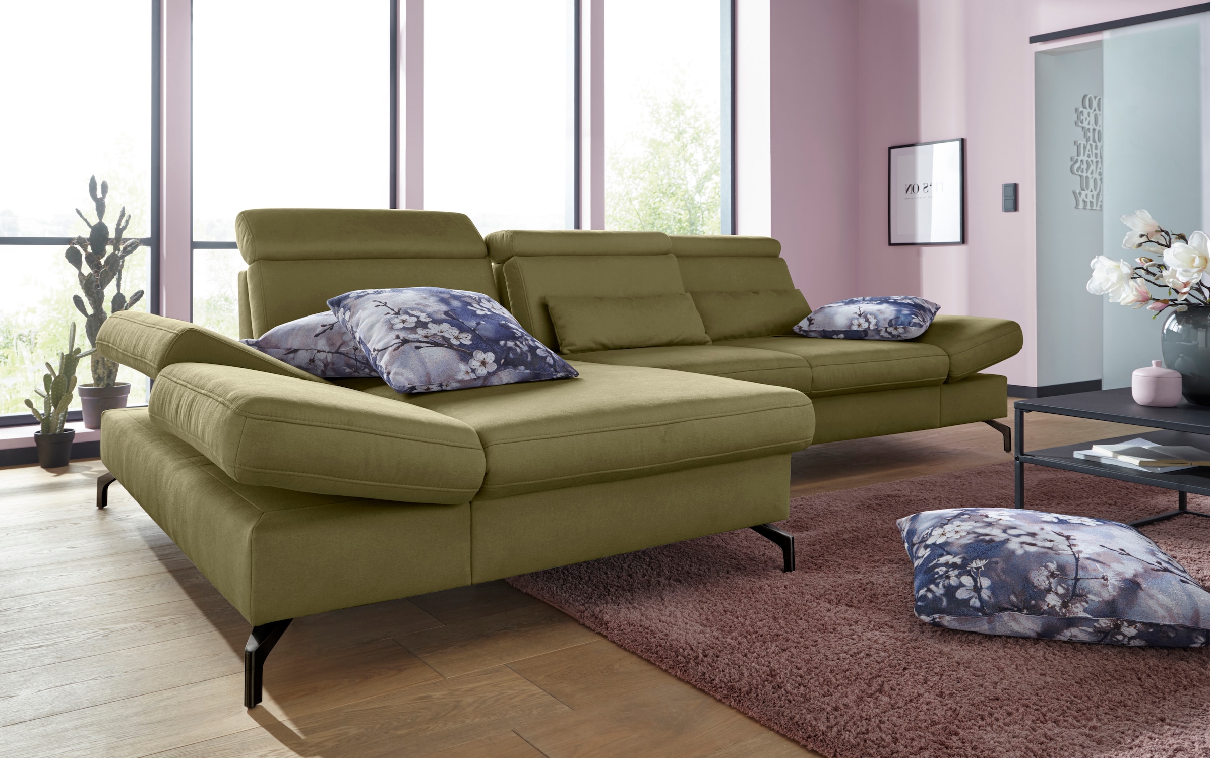 sit&more Ecksofa »Brisbane L-Form« Fußhöhe 12 cm, inklusive Sitztiefen-, Armteil- und Kopfteilverstellung