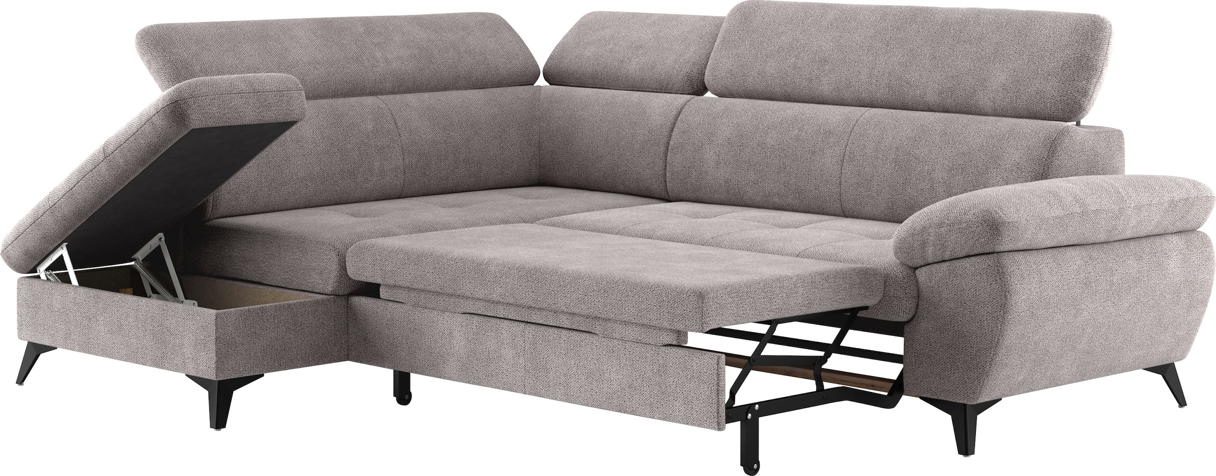 COTTA Ecksofa »Hudson L-Form«, mit Kopfteilverstellung, wahlweise mit Bettfunktion & Bettkasten