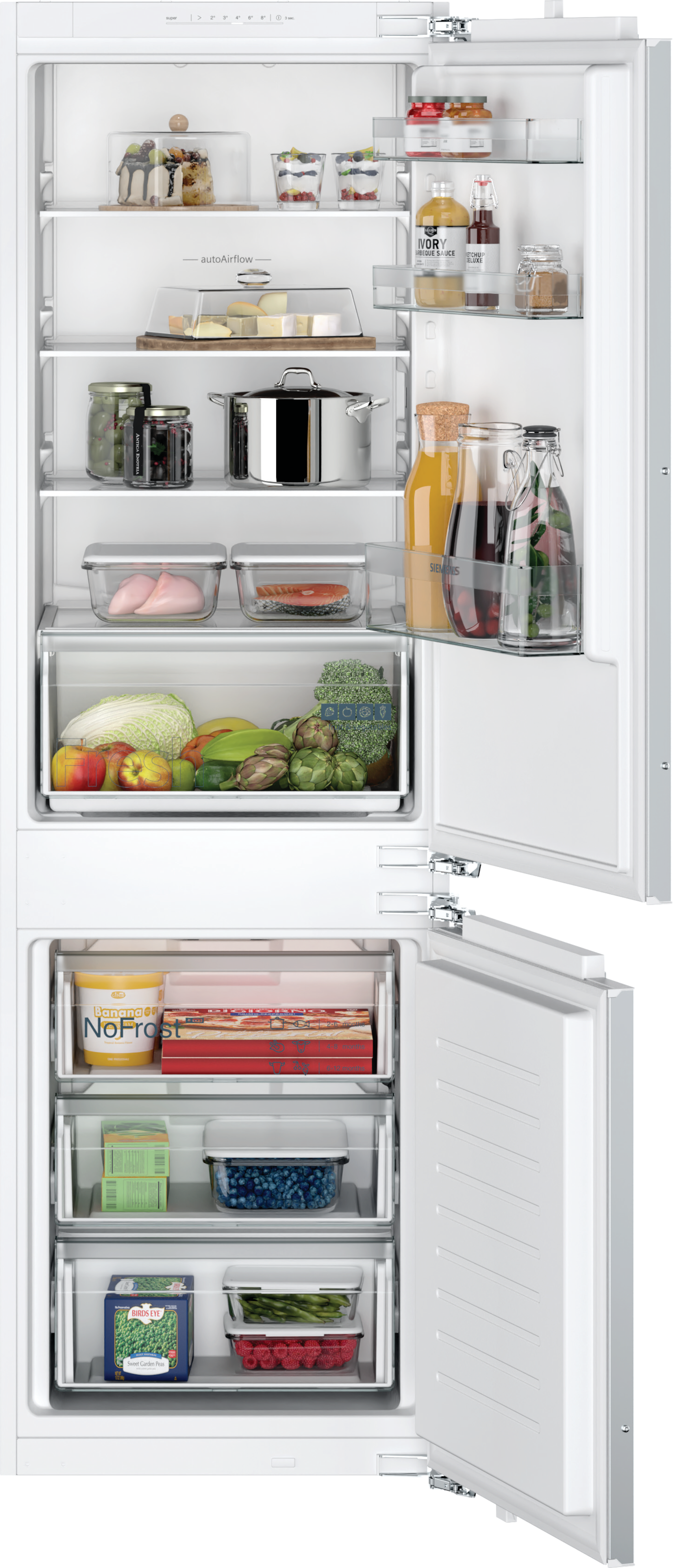 SIEMENS Einbaukühlgefrierkombination iQ100 "KI86NNFE0" 177,2 cm hoch 54,1 c günstig online kaufen