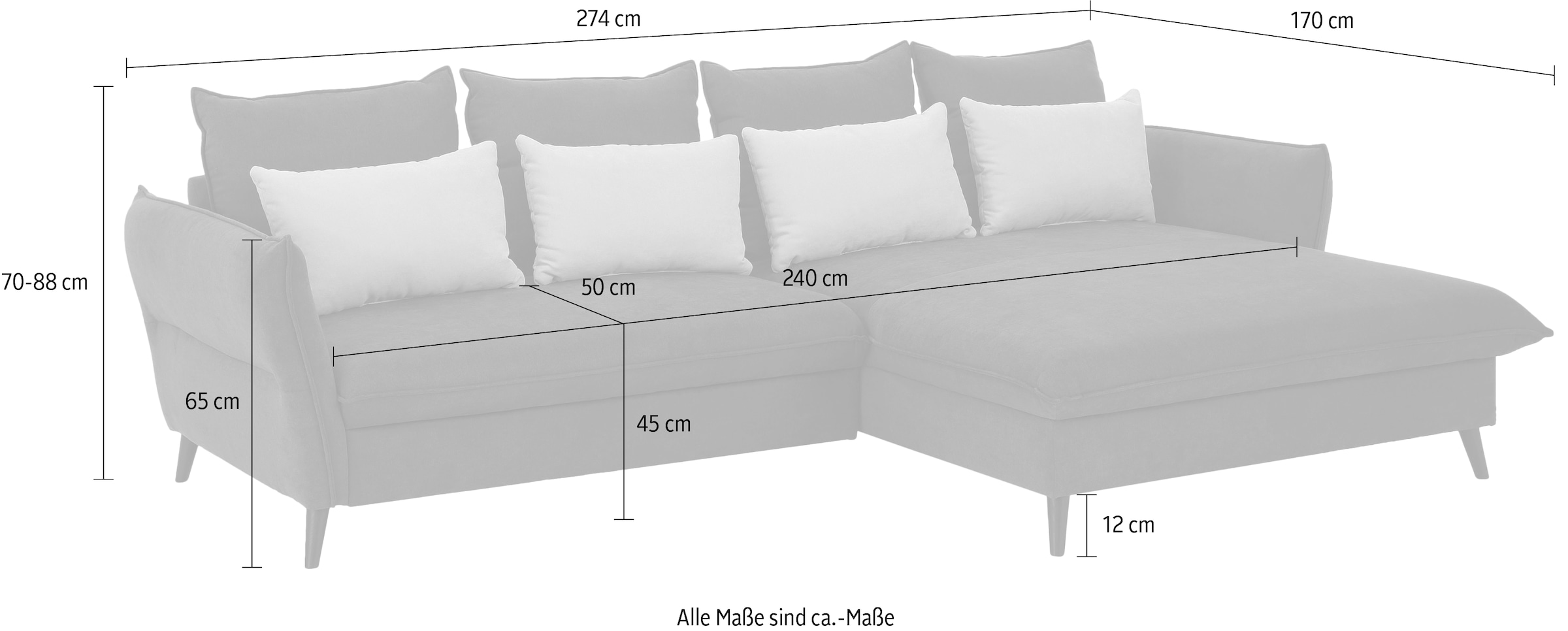 Home affaire Ecksofa »Tirano, L-Form«, wahlweise mit Bettfunktion und Bettkasten