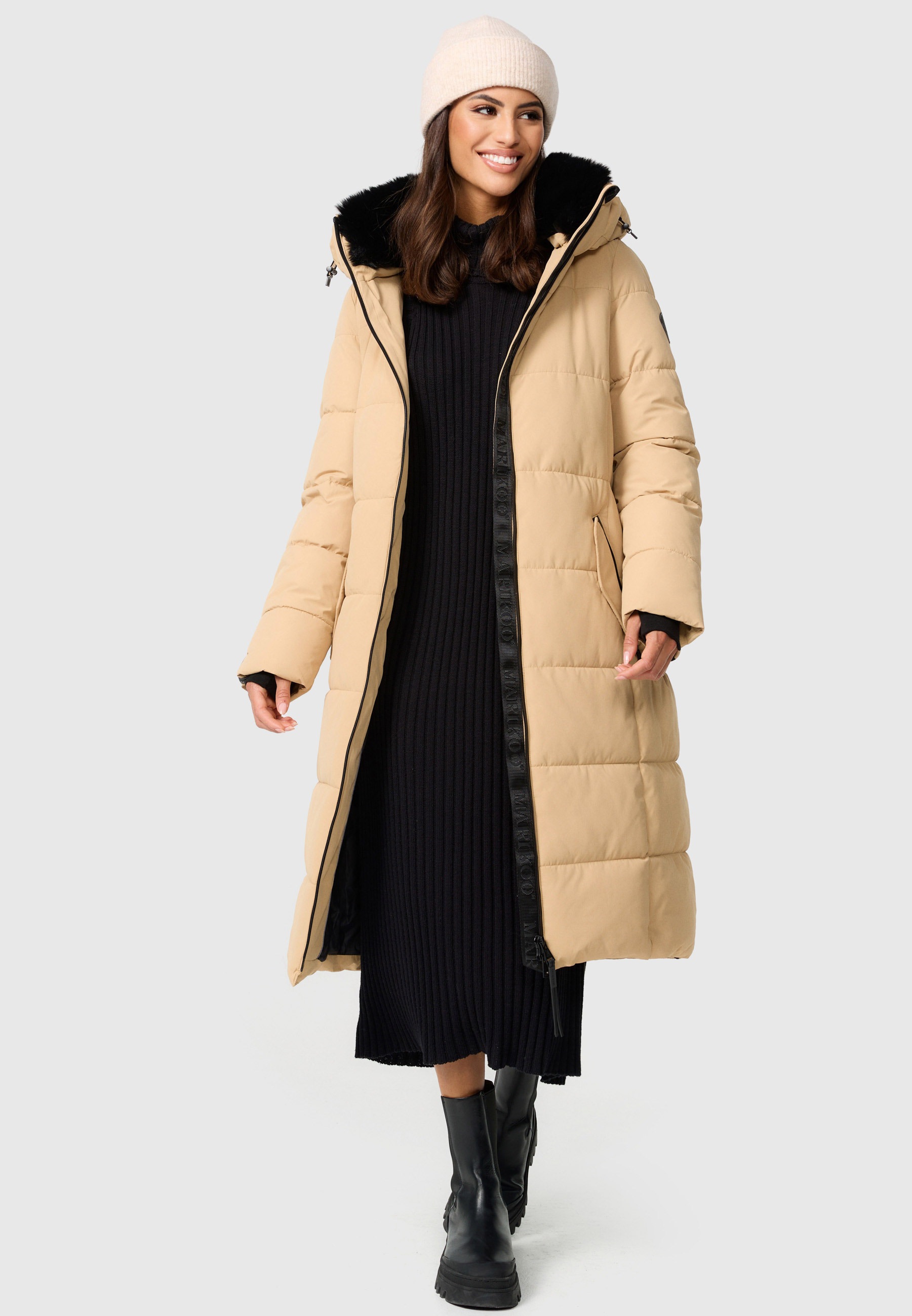 Marikoo Steppjacke "Zuraraa XVI" mit Kapuze langer Winter Mantel gesteppt günstig online kaufen