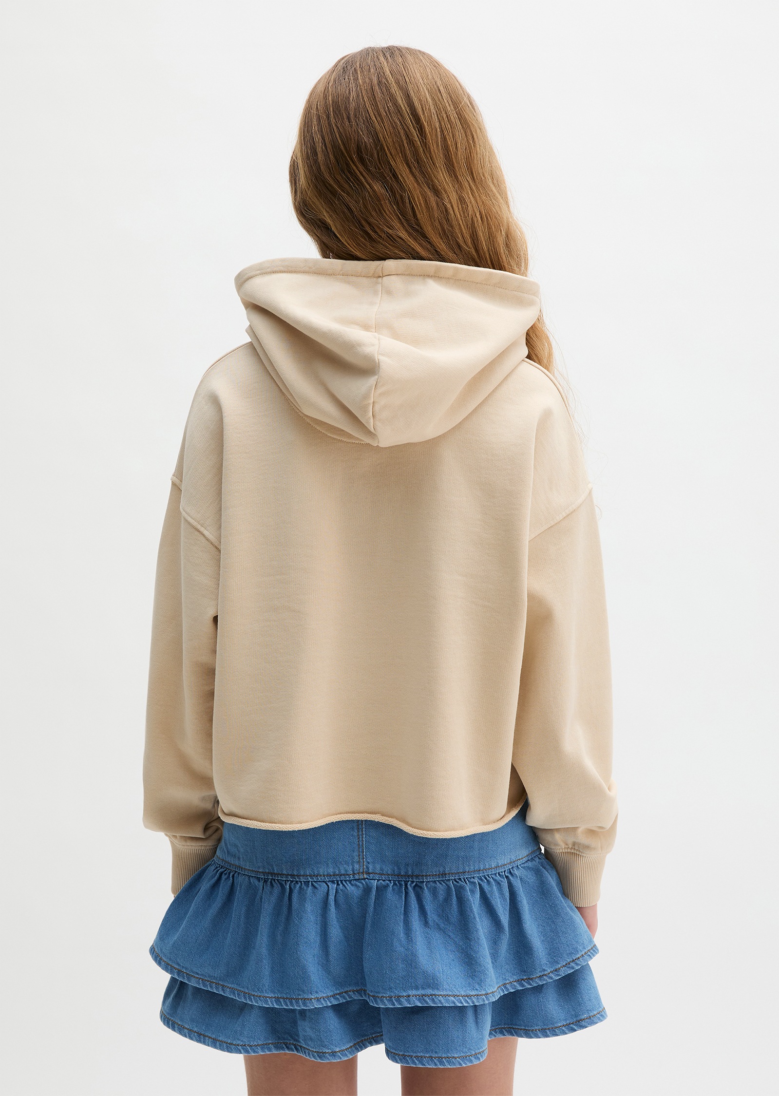 Marc O'Polo Kapuzensweatshirt , für Mädchen, verkürzte Länge mit Rollkante, lockere Passform
