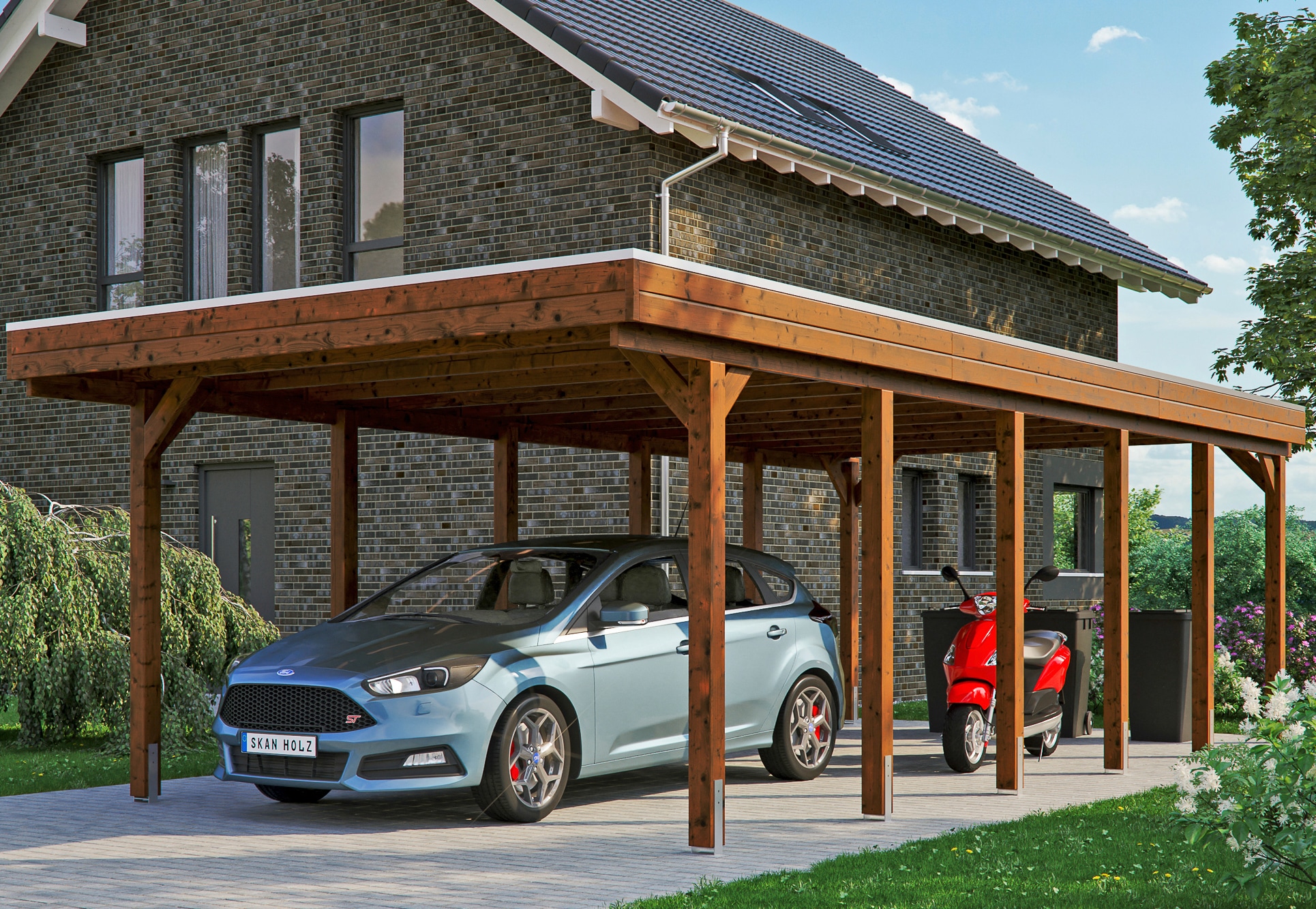 Skanholz Einzelcarport "Friesland" Massivholz 355 cm braun