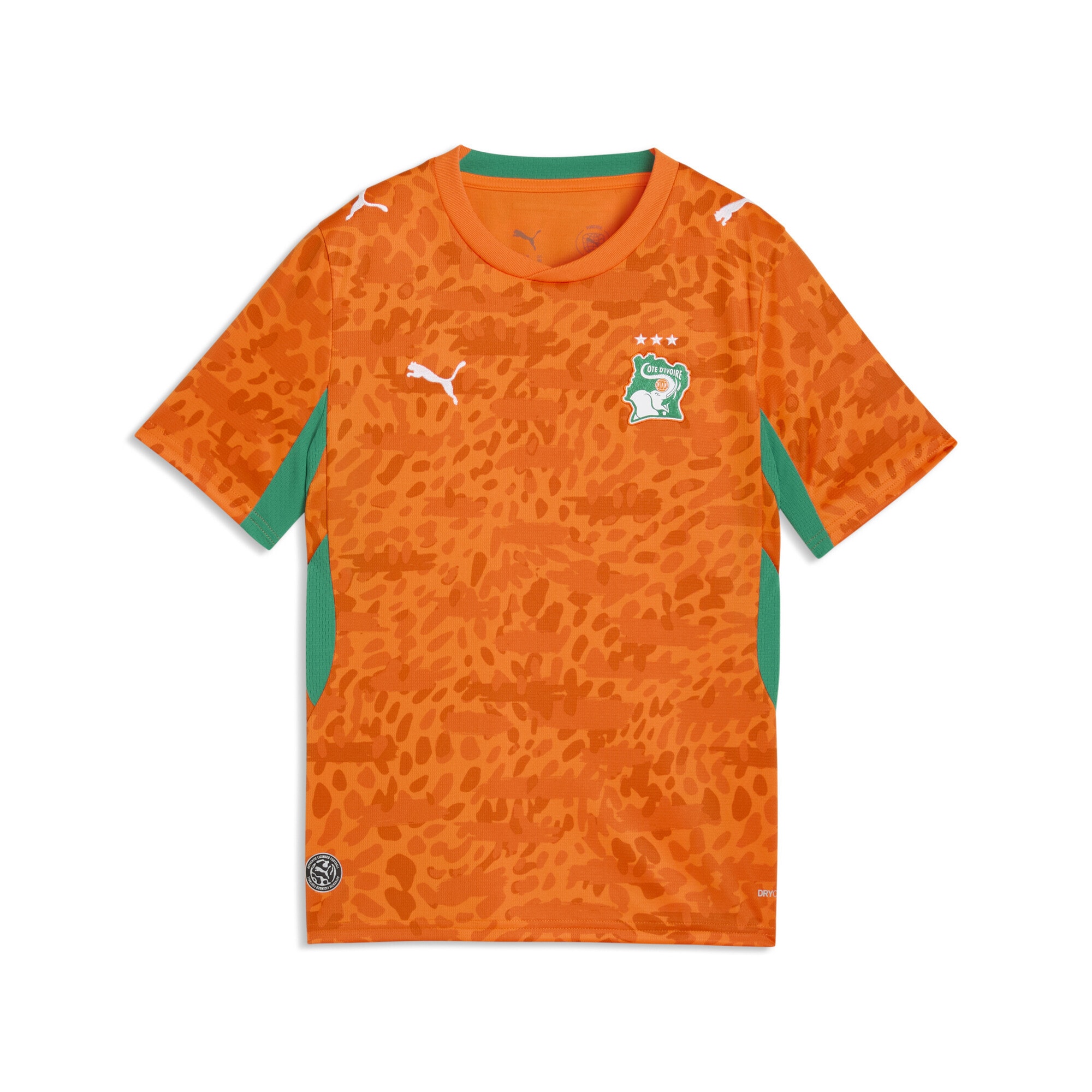 PUMA Kinder Trainingsshirt "Elfenbeinküste 2026 Heimtrikot Jugendliche", orange, Gr. 140, bedruckt, Obermaterial: 100% Polyester. Rippe: 100%