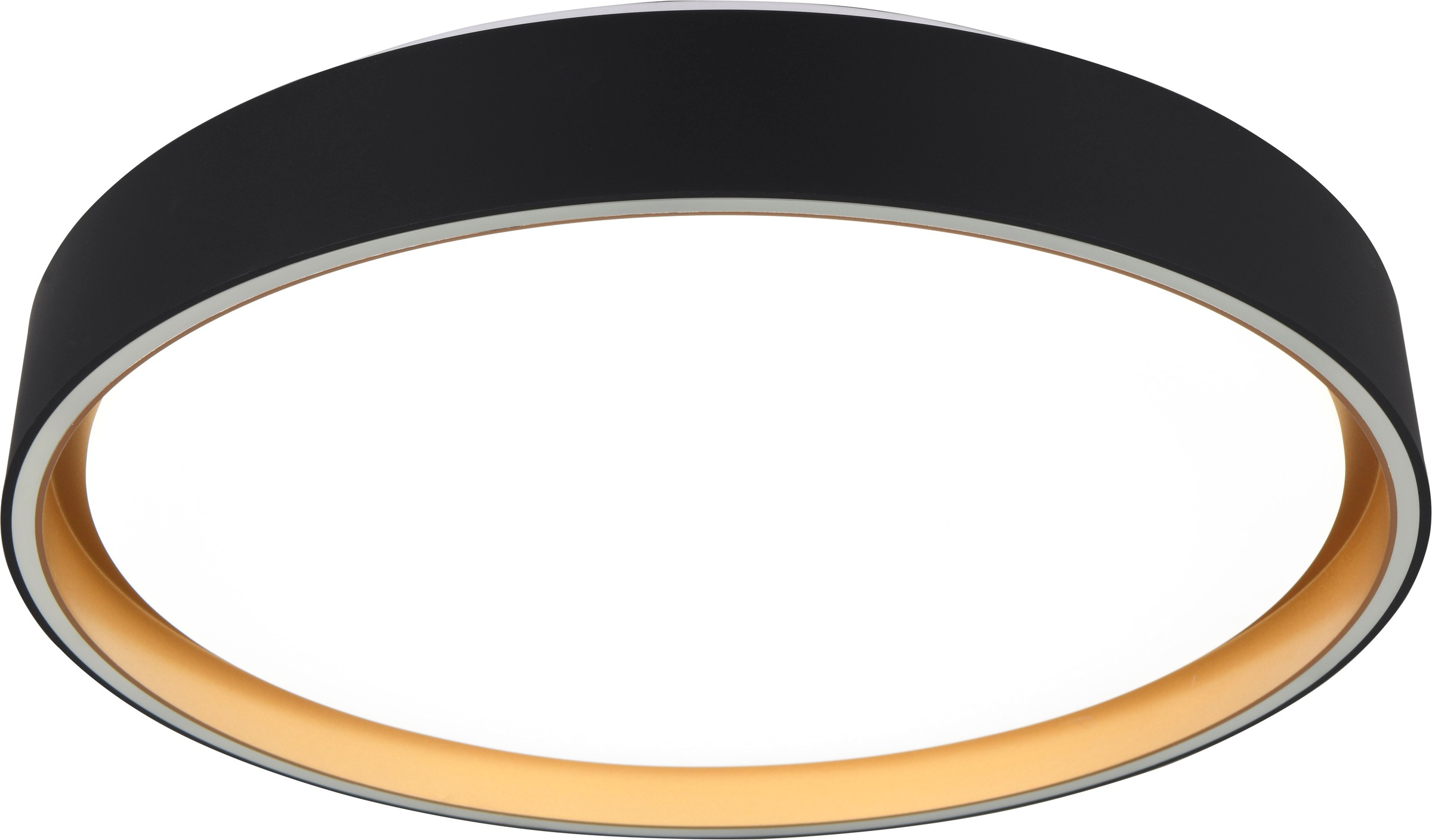 REALITY Leuchten LED Deckenleuchte »FELIS, LED Deckenlampe schwarz-gold, 24W 2500 Lumen Fernbedienung« LED-Board 1 Stk. Farbwechsler | warmweiß - kaltweiß CCT 2700-6500K warmweiß - kaltweiß, dimmbar Ø 40cm Höhe 7,5 cm