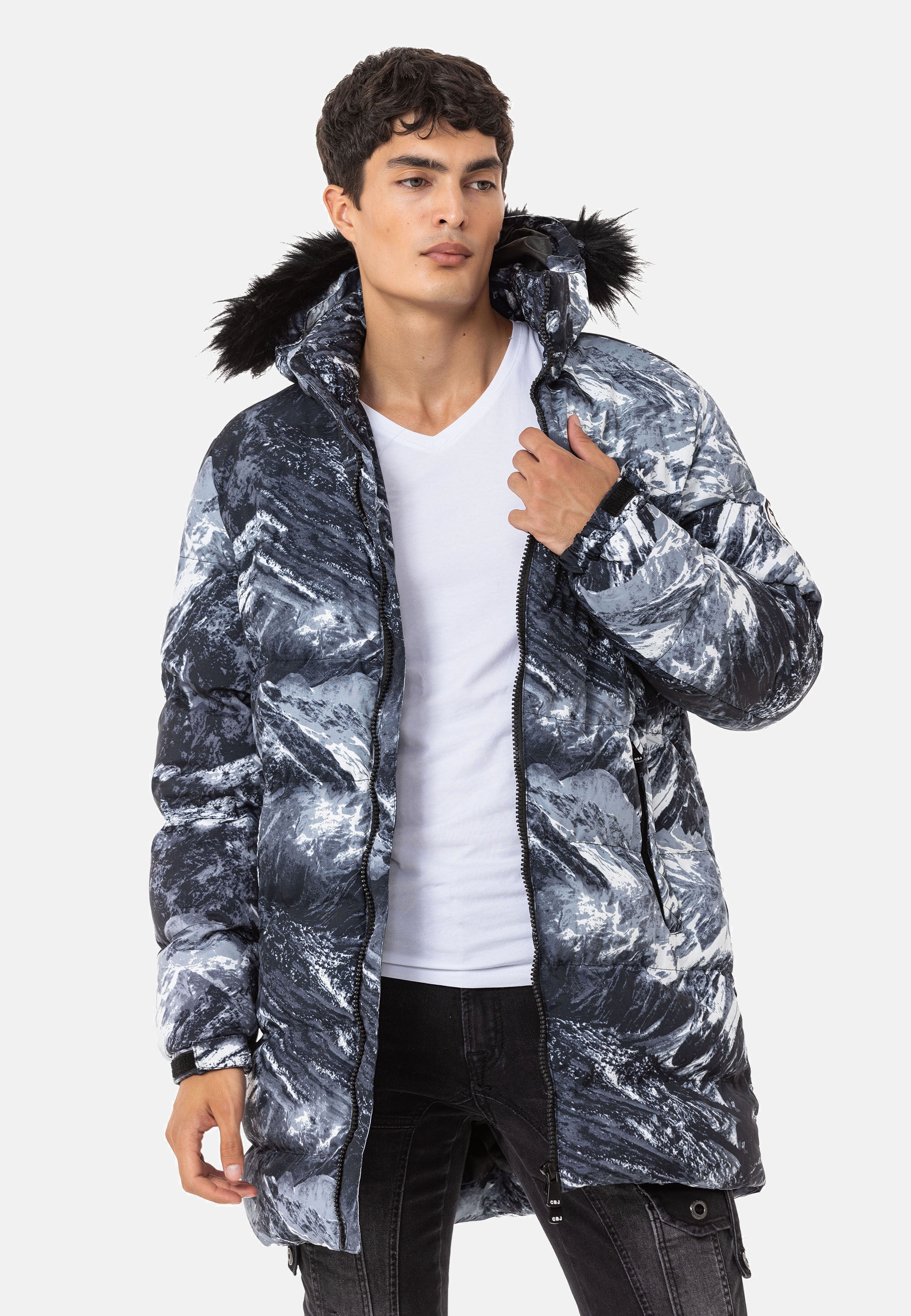 Cipo & Baxx Winterjacke »Jacke«, mit Kapuze, mit Allover-Muster