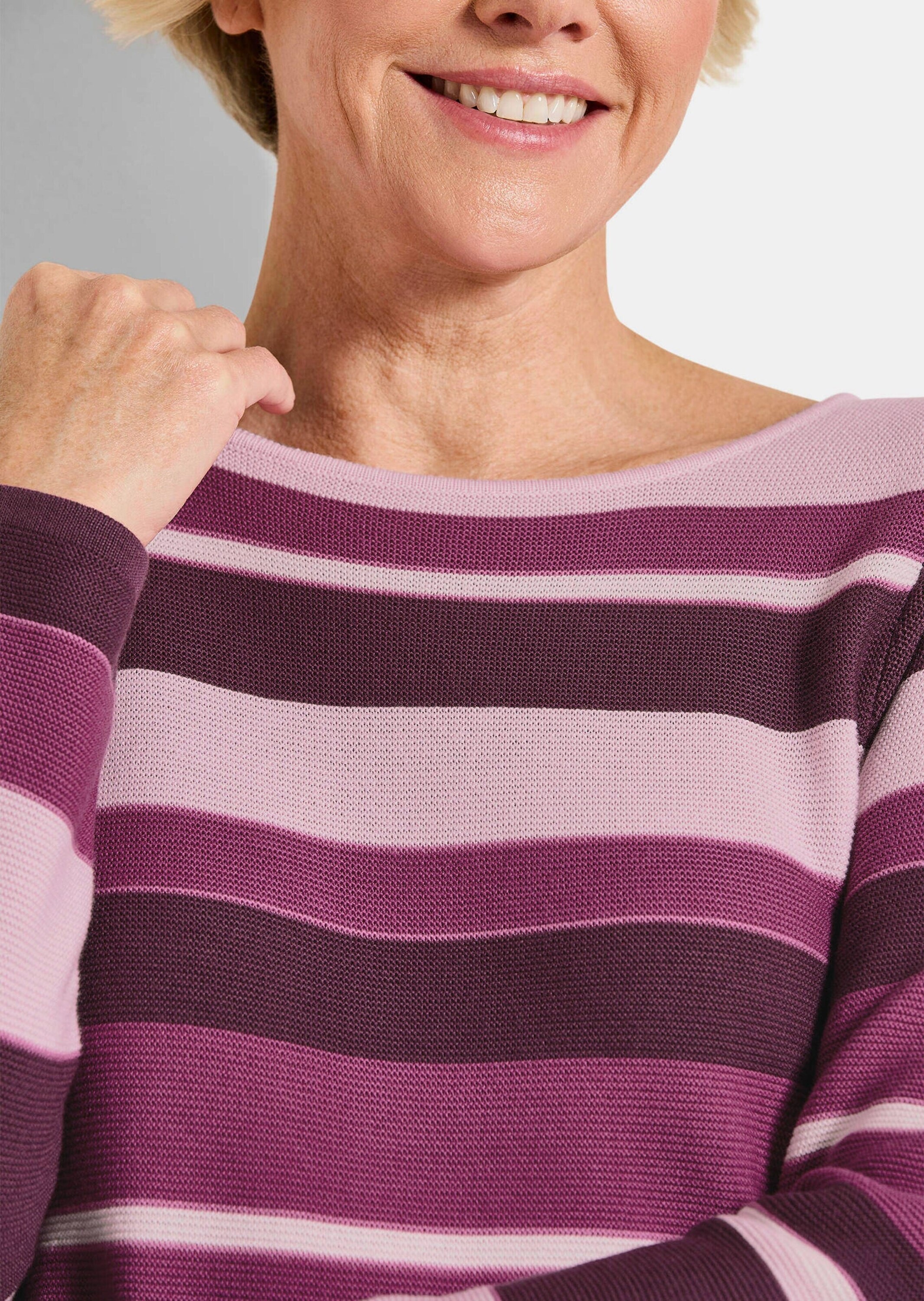 GOLDNER Rundhalspullover »Strickpullover im Ringel-Look« farbharmonischer Ringelablauf