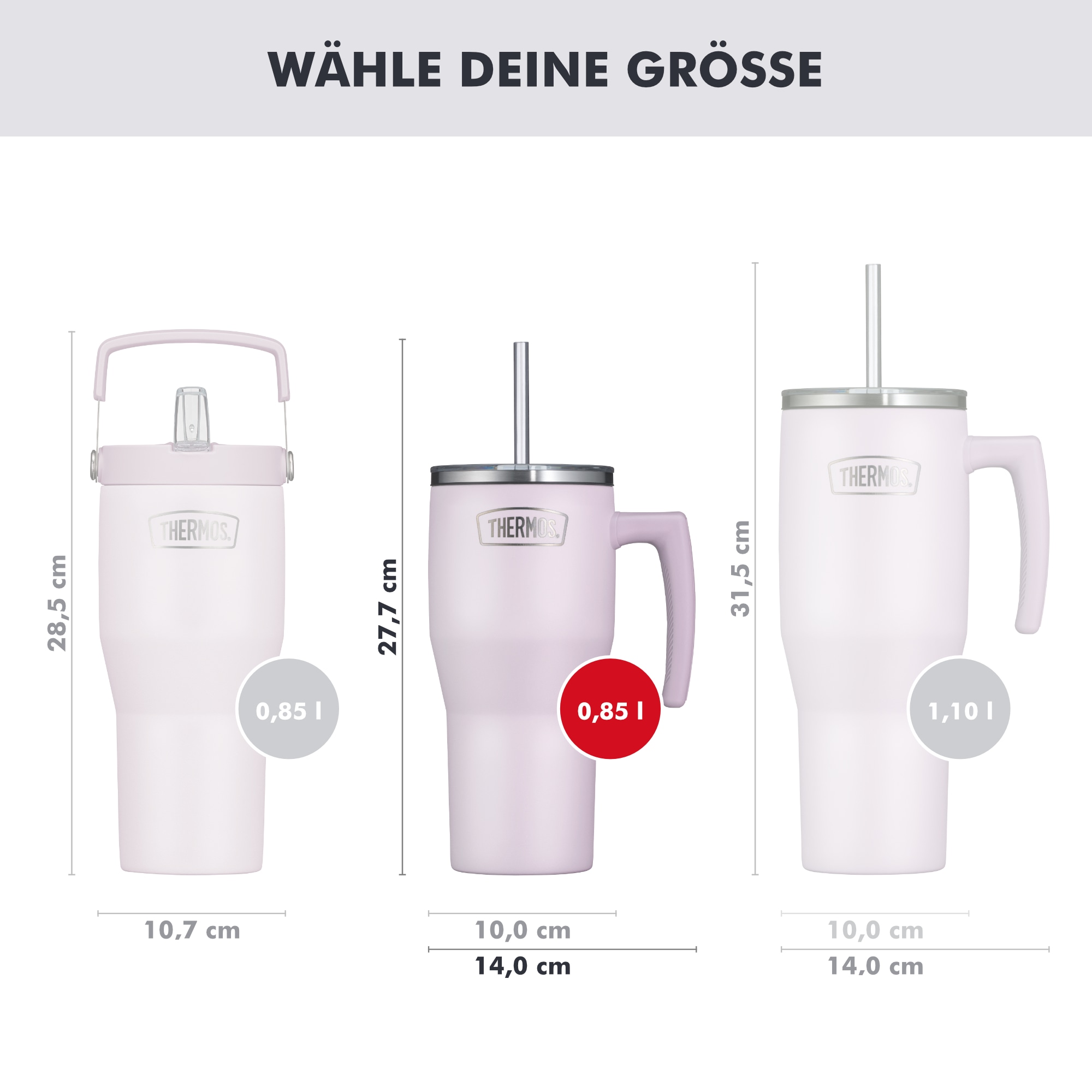 THERMOS Thermobecher »REFRESHING SERIES ISOLIERTRINKBECHER mit Strohhalm« 0,85l, 6h heiß & 6h kalt, mit Griff