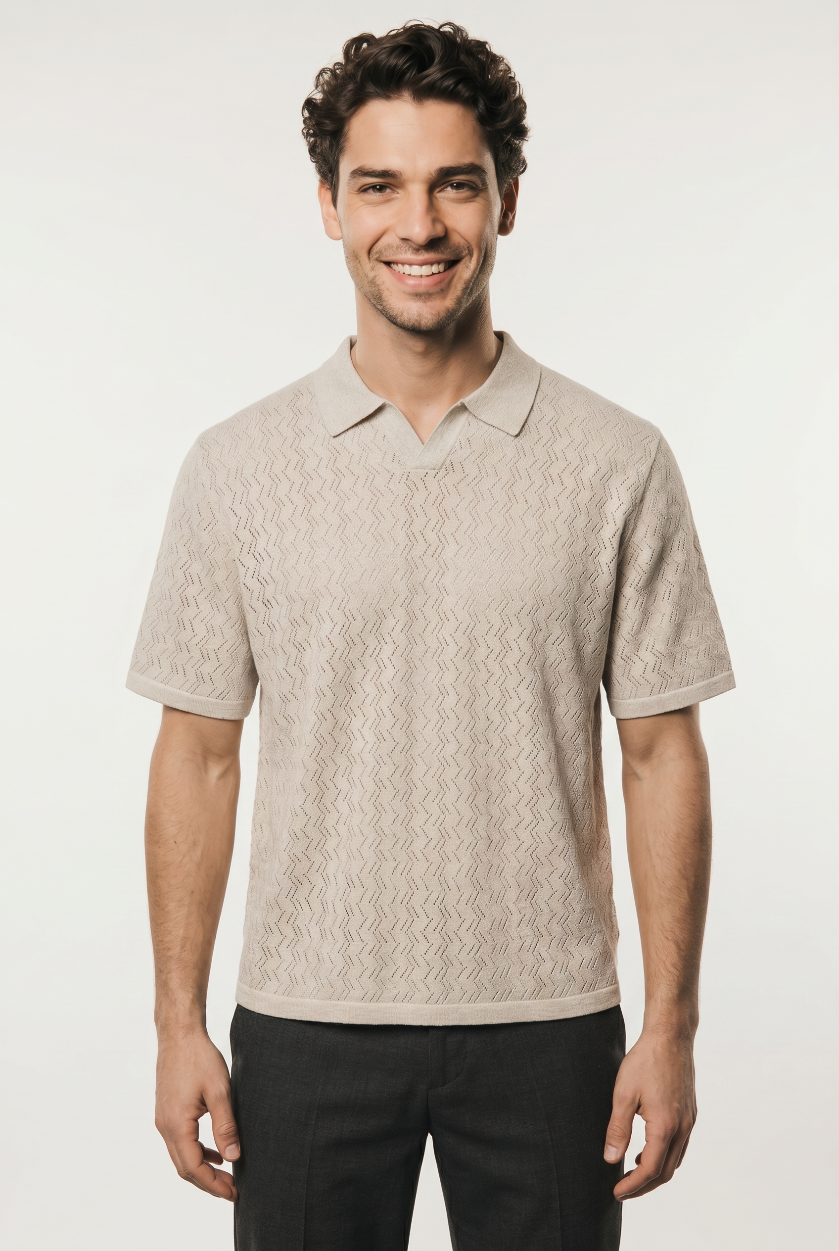 Jack & Jones Polokragenpullover "JORTYLER KNIT SS SPLIT NECK POLO SN" Baumwollmischung, regular fit