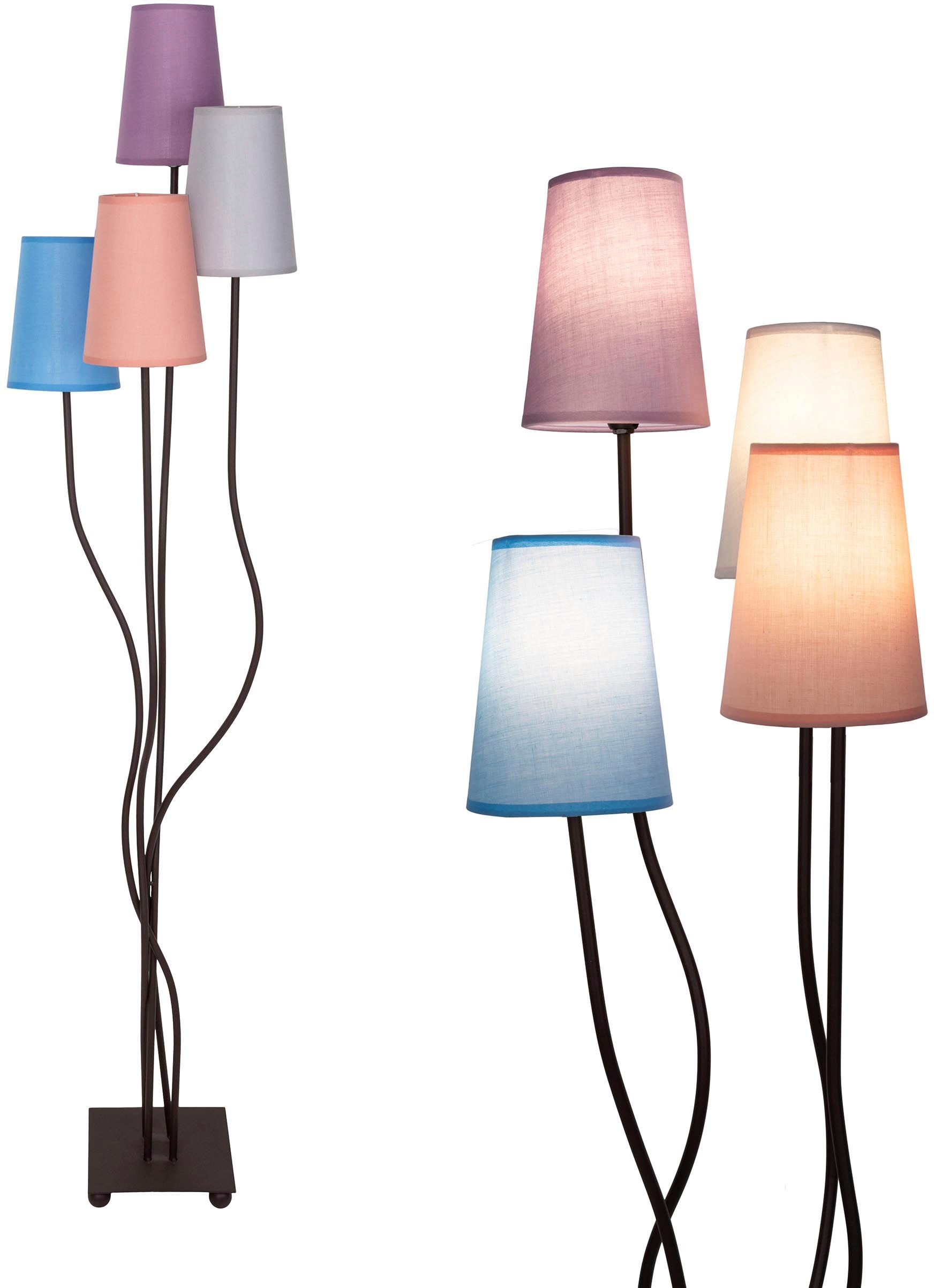 "NÄVE Stehlampe ""BOHO"", bunt (braun, bunt), 4, Ø 34cm H: 140cm, 1 Stk., Leuchten, Inkl. Fußschalter, Stehlampe"