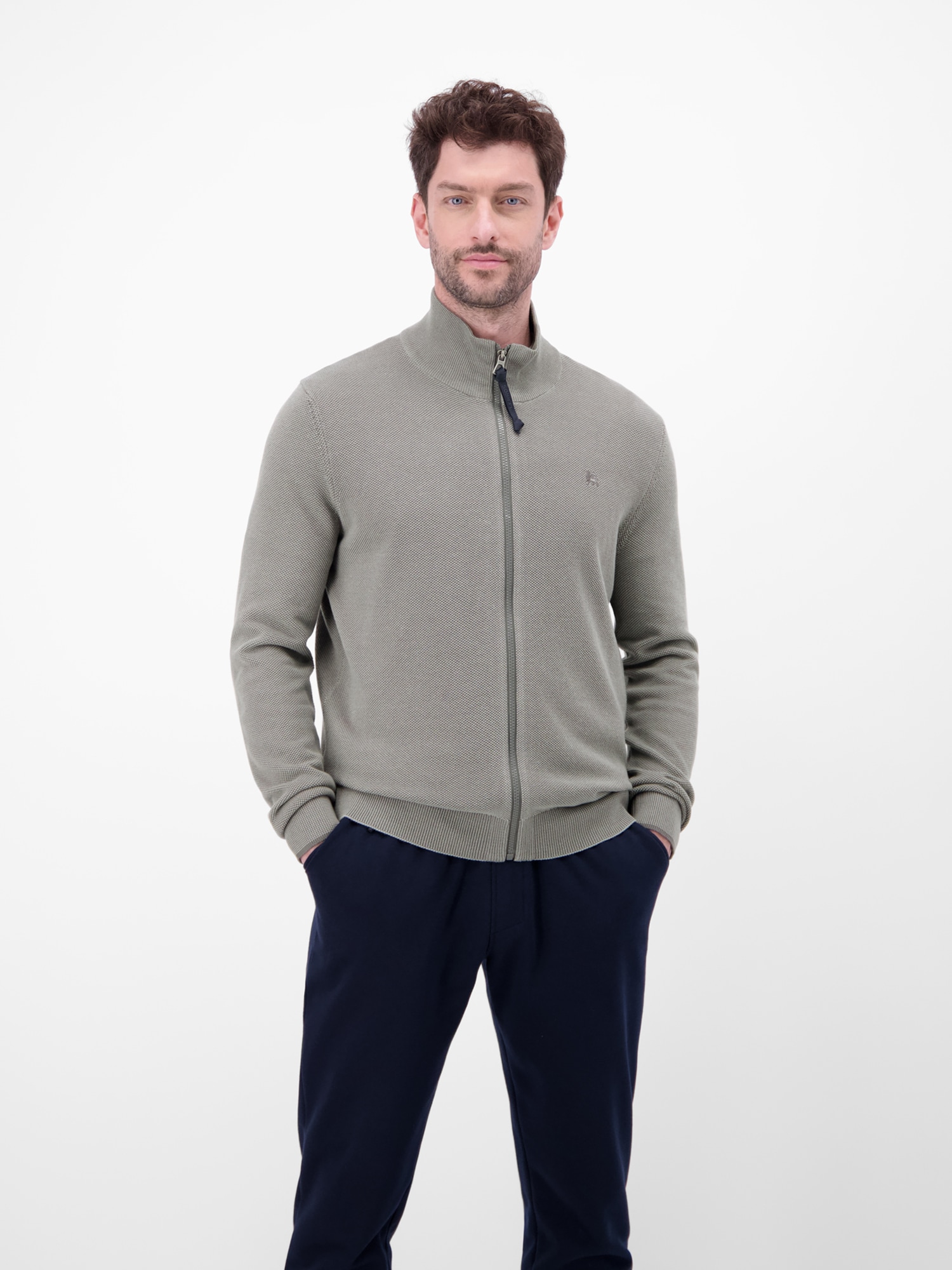 LERROS Strickjacke »LERROS Strickjacke mit Stehkragen in 2-Tone-Optik«