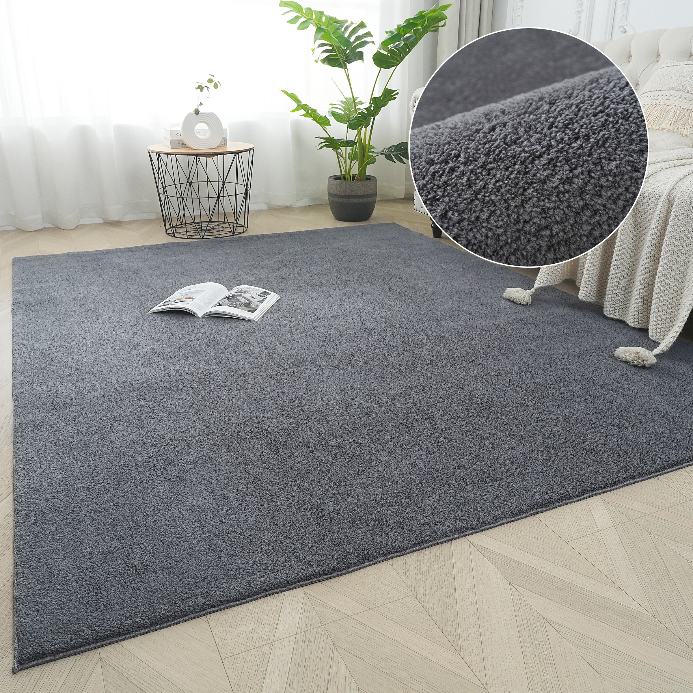 my home Teppich "Cali 2, kuschelig & weich" rechteckig 15 mm Höhe Uni-Farbe günstig online kaufen