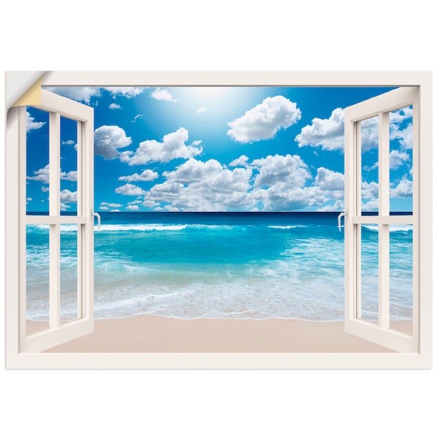 Artland Wandbild »Fensterblick Großartige Strandlandschaft«, Fensterblick, (1  St.), als Leinwandbild, Wandaufkleber oder Poster in versch. Größen  bestellen | BAUR