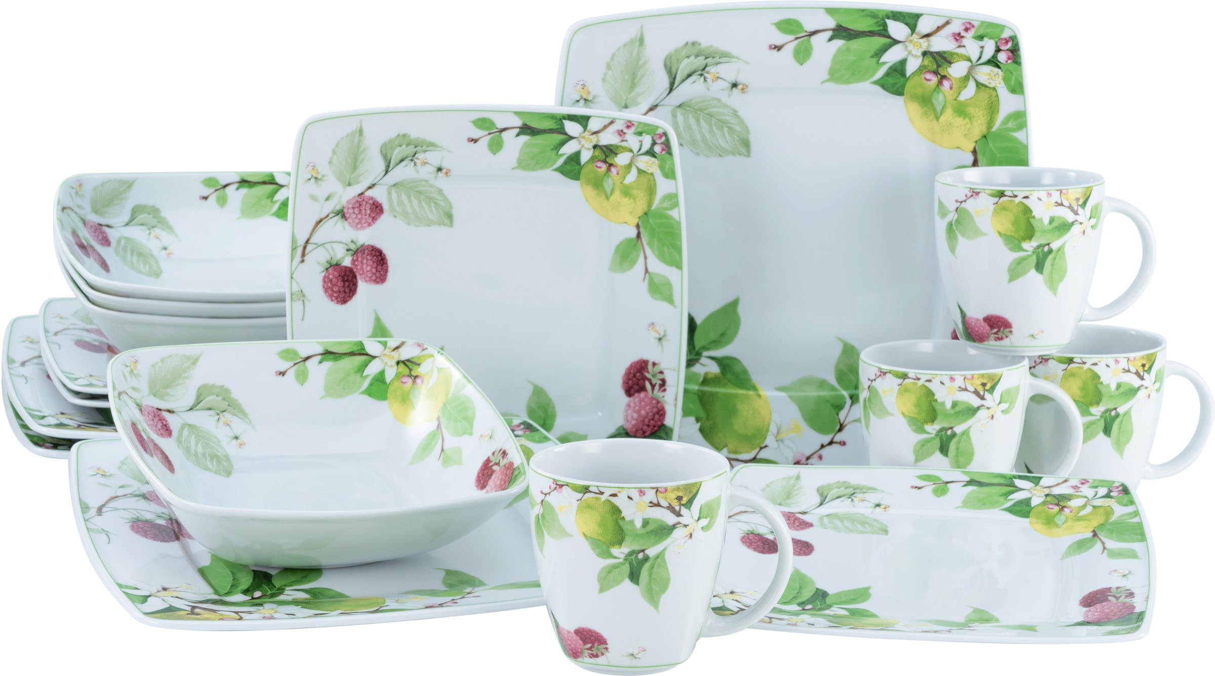 CreaTable Kombiservice »Geschirr-Set Victoria Kaffeeservice Set, für Personen), | Service, BAUR Personen (Set, 4 16 und Beeren 16 Dekor, für tlg., Royal 4 oppulenter im Obst- und Orchard«, Teile, Tafelservice