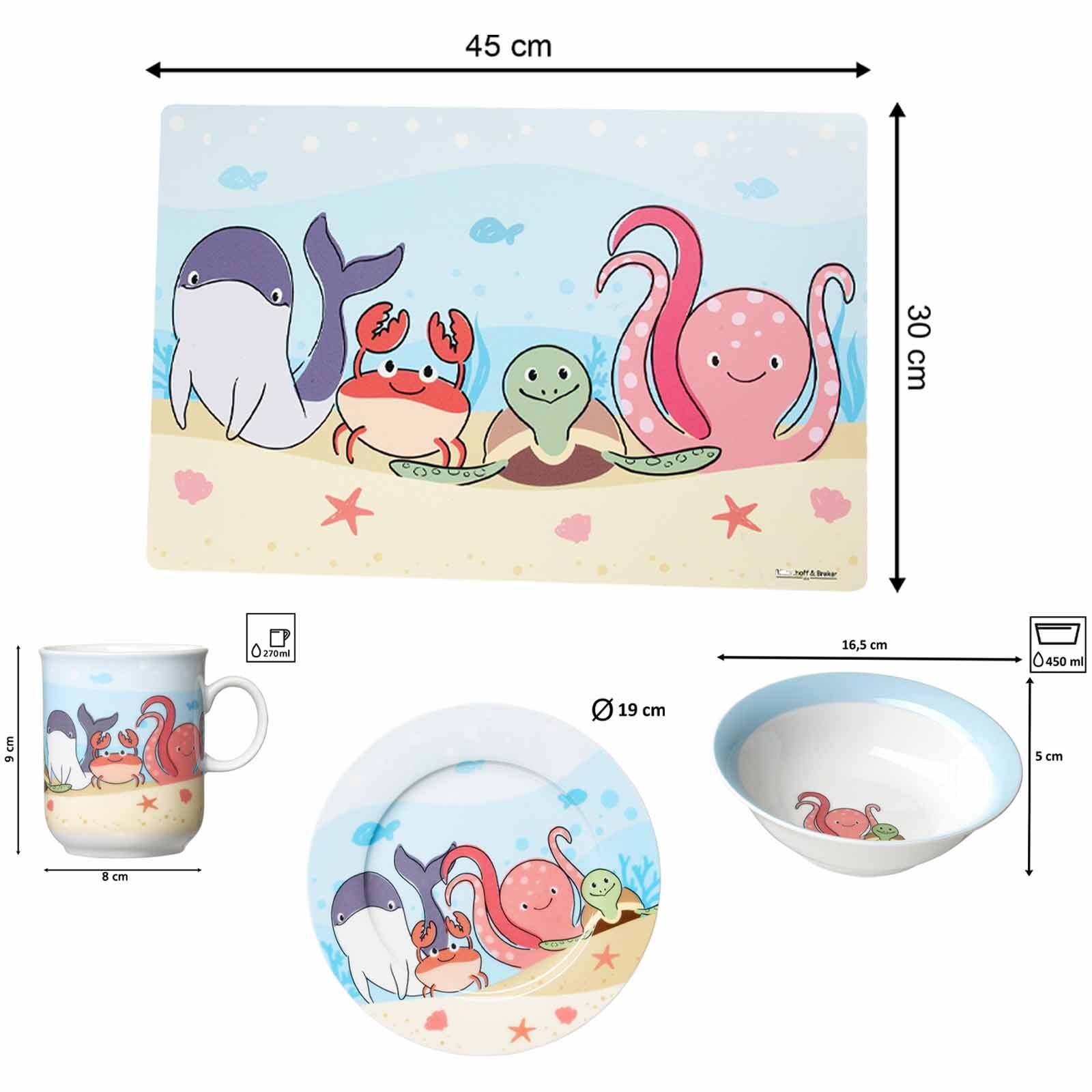 Ritzenhoff & Breker Kindergeschirr-Set »Kindergeschirr mit Platzset Unterwasserwelt bunt«