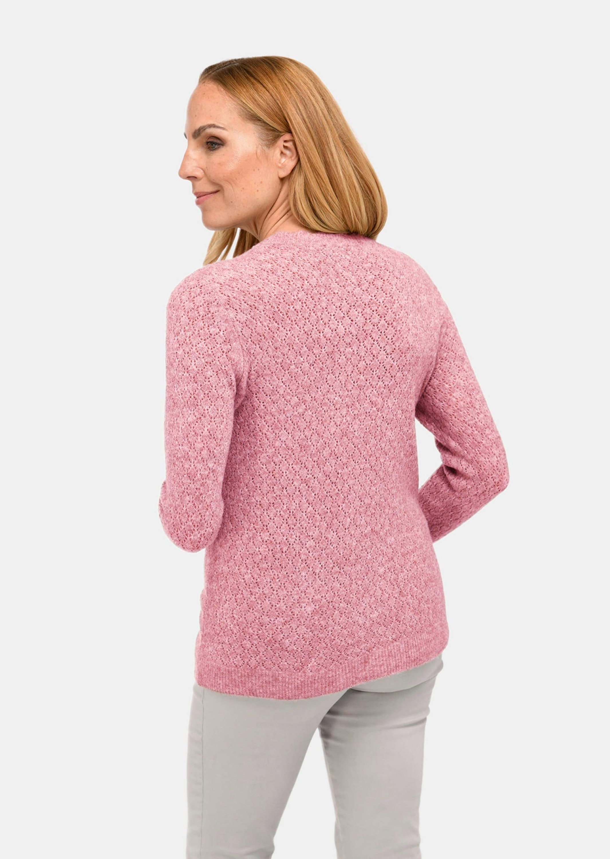 GOLDNER Strickpullover »Pullover Femininer Ajourpullover aus hochwertigem Melange-Garn«