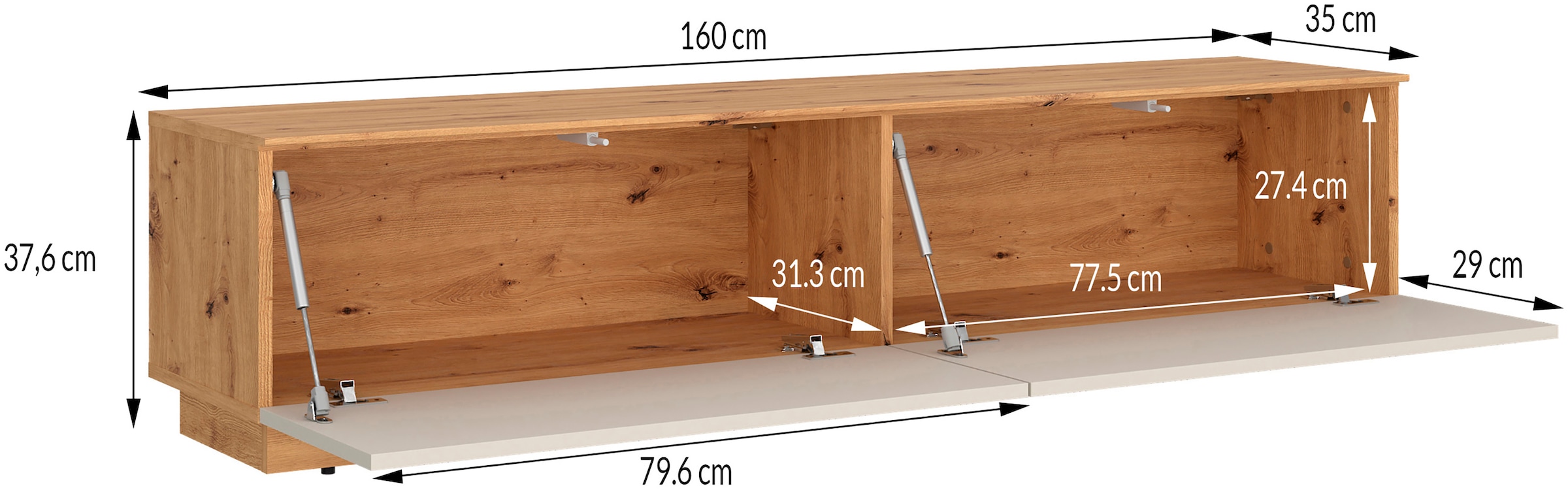 OTTO home »2 Klappen und viel Stauraum« hängend oder stehend, grifflos, modern, Breite 160cm