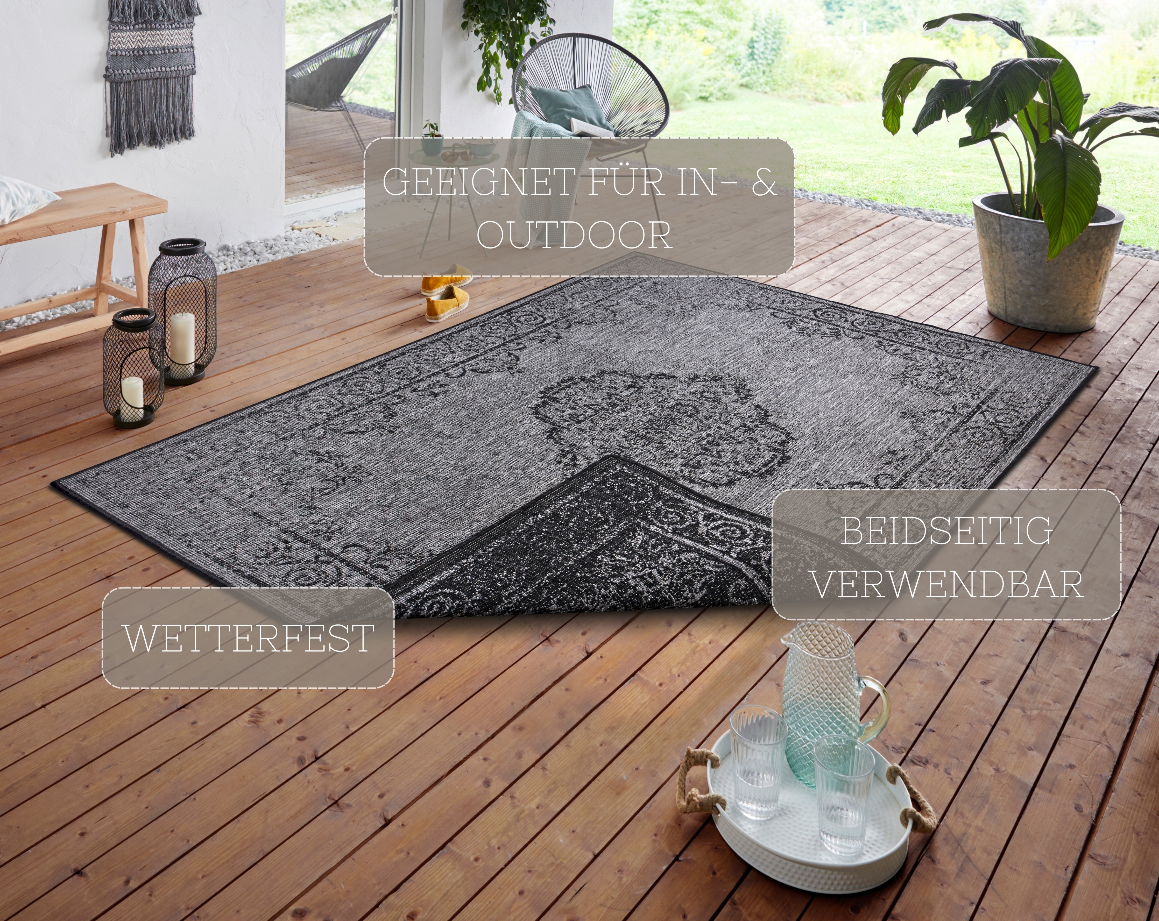 Thumbnail - HANSE Home Teppich "CEBU Wendeteppich", rechteckig, 5 mm Höhe, In-& Outdoor, Wetterfest, Balkon, Wohnzimmer, Wasserfest,...
