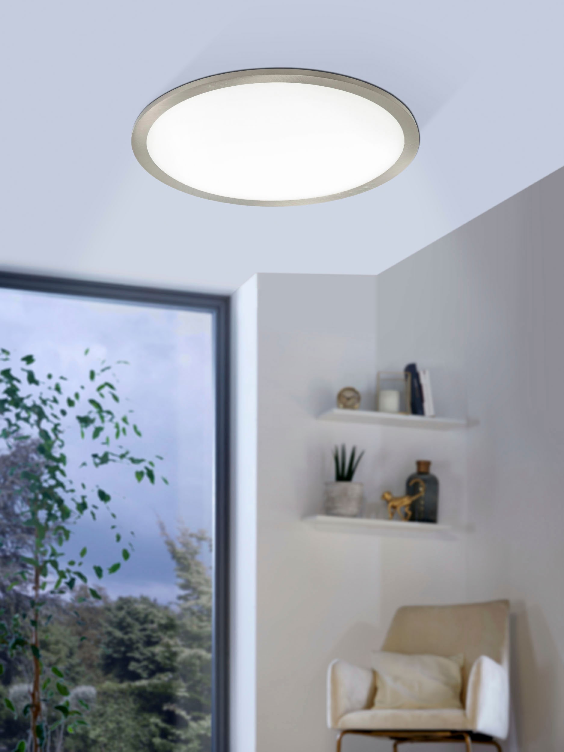 EGLO Deckenleuchte »FUEVA FLEX«, Leuchtmittel LED-Modul | LED fest integriert, Ø 22,5 cm, Einbauleuchte flach, Lampe Decke geringe Einbautiefe 25mm