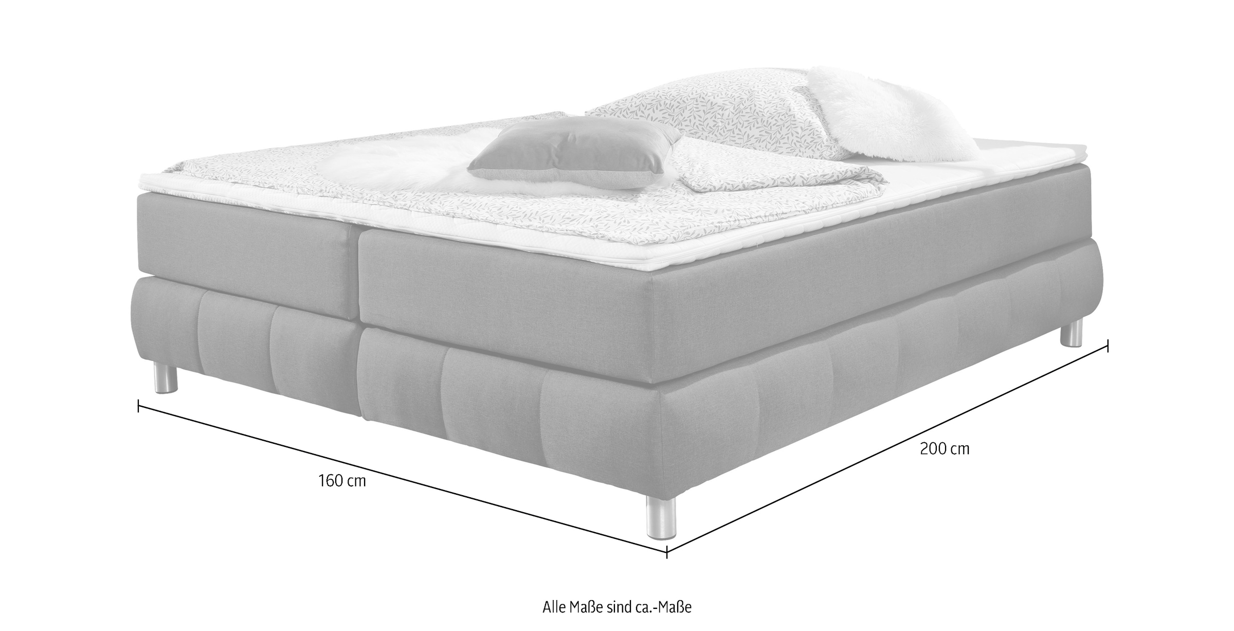 andas Boxspringbett »Salo«, Ohne Kopfteil, inkl. Topper, auch in Überlänge 220 cm