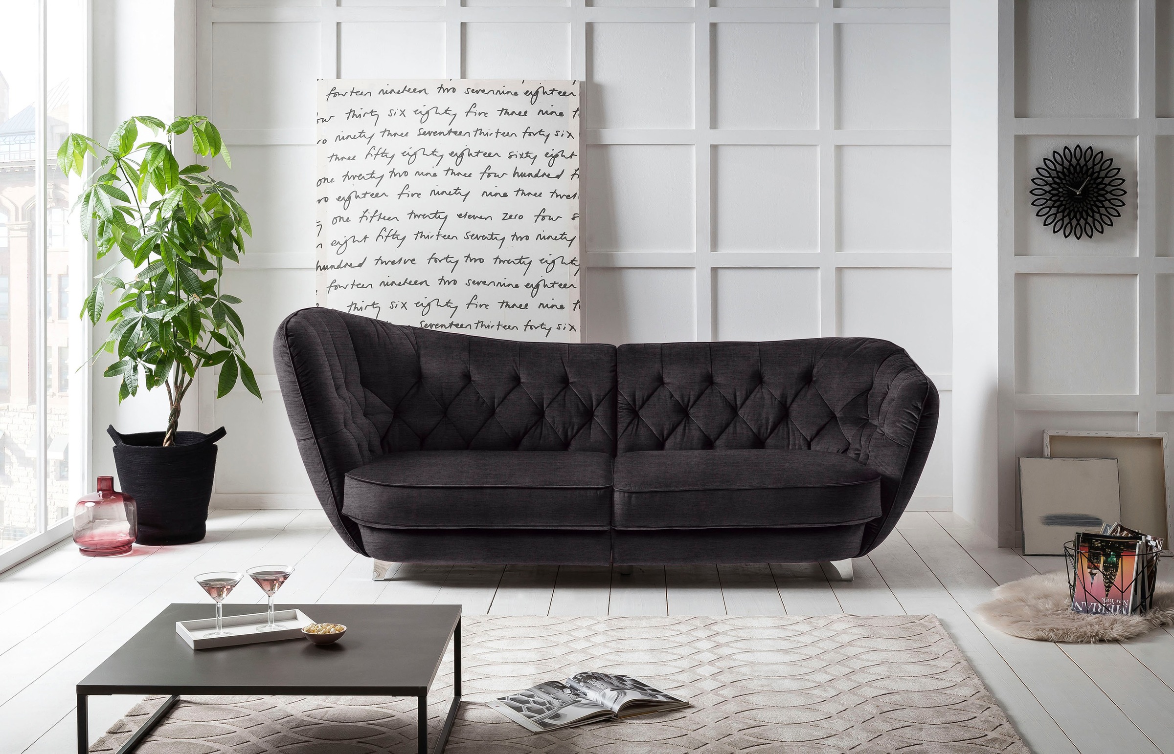 Leonique Big-Sofa »Retro«, stylischer Hochlehner