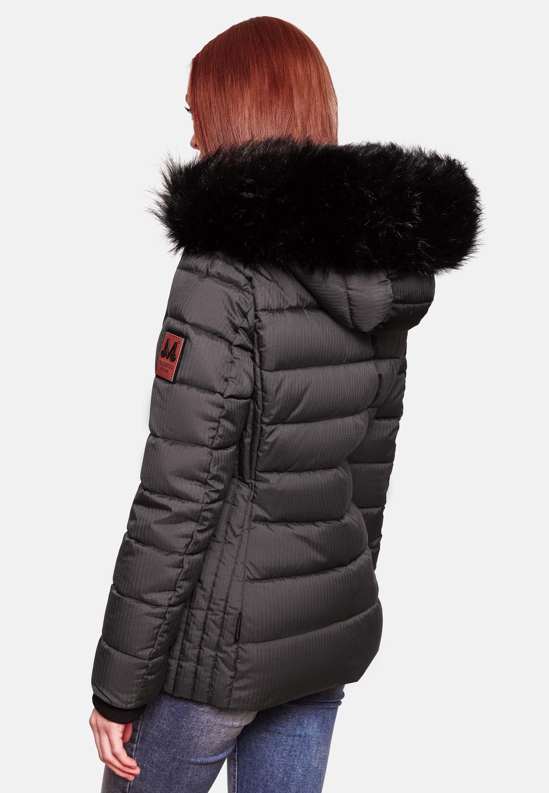 Marikoo Steppjacke »Unique«, mit Kapuze, modische Winterjacke mit Kunstpelz-Kapuze