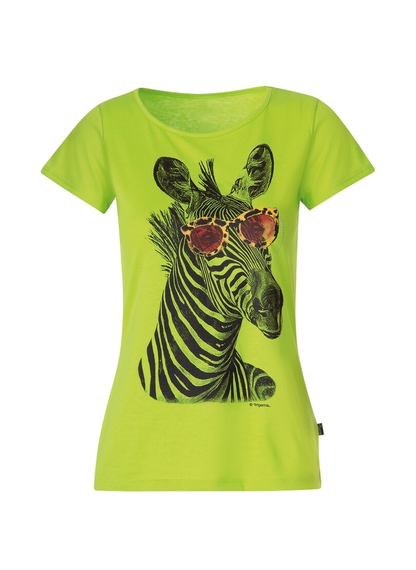 Trigema T-Shirt und | mit »TRIGEMA online kaufen Zebra-Motiv T-Shirt BAUR Glitzersteinen«