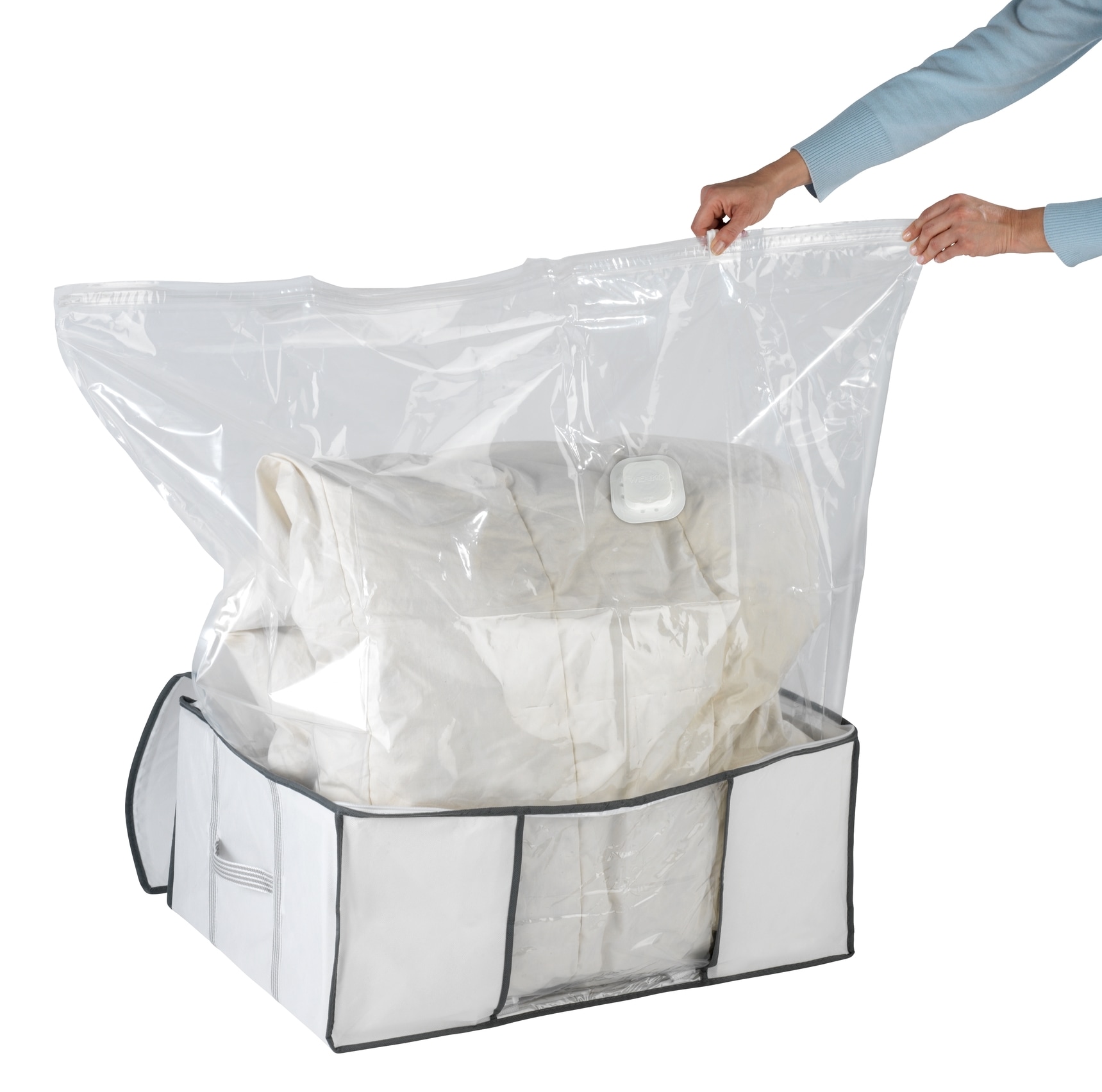 WENKO Unterbettkommode »Vakuum Soft Box L«, integrierte Vakuum-Tasche & Blitzventil, bis zu 75 % Platzersparnis