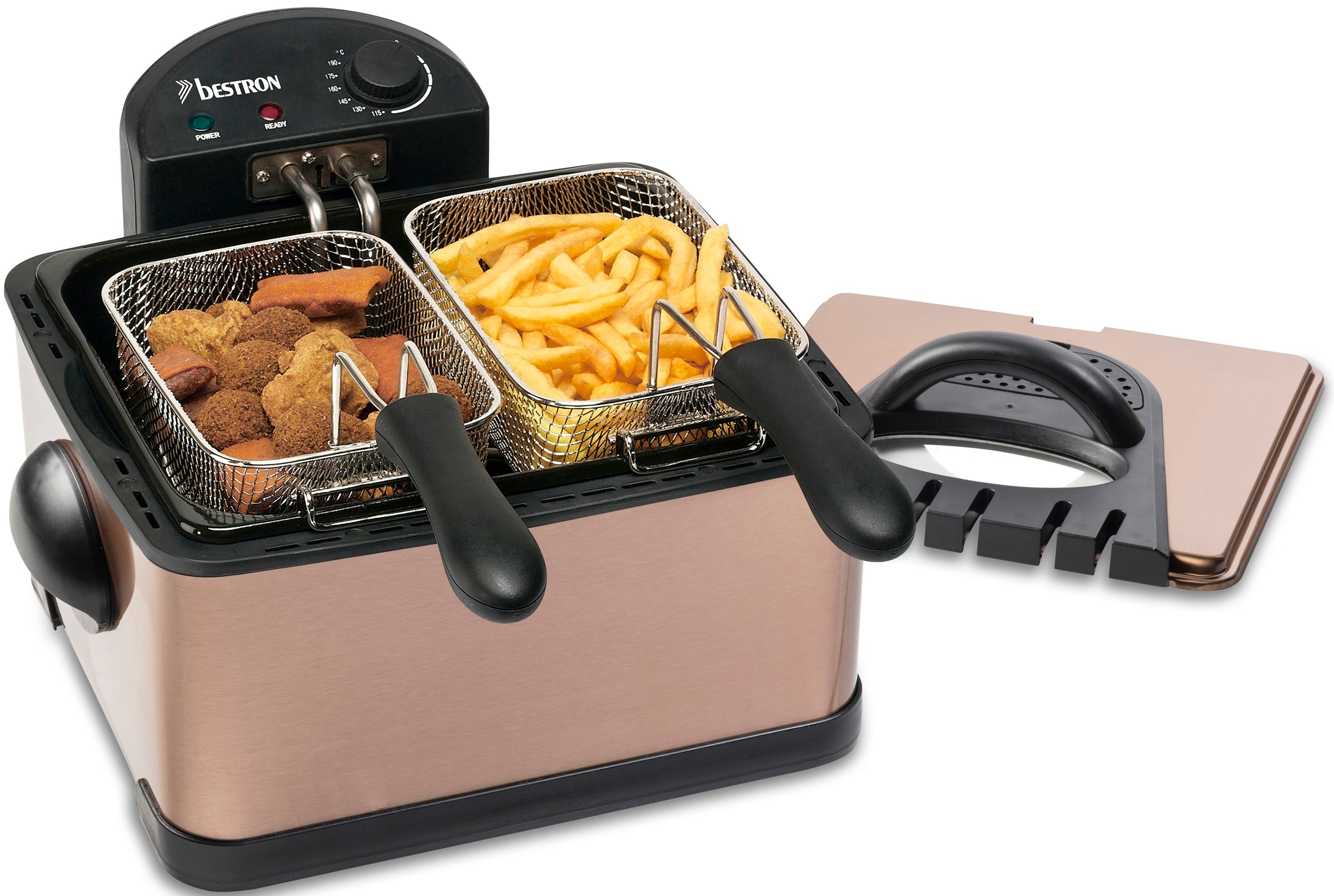 bestron Fritteuse »DF402B Cool Zone«, 2000 W, Fassungsvermögen 1x ca. 1,5 kg/2x ca. 0,75 kg, 3 Frittierkörbe, 4 l