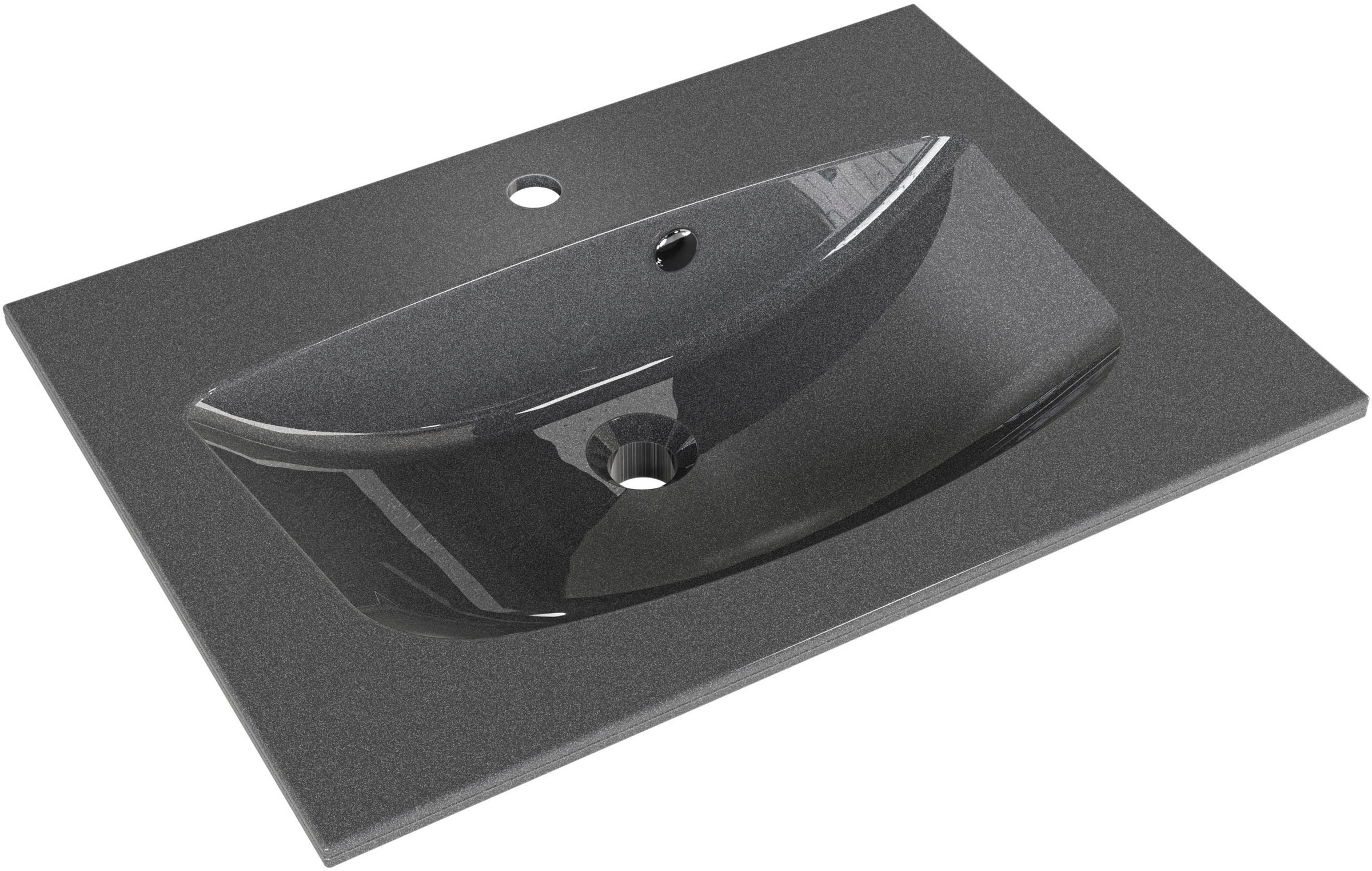 Saphir Waschtisch »Serie 6025 Mineralmarmor-Waschtisch mit Unterschrank, 67 cm breit«, Waschplatz mit 2 Schubladen, hängend, verschiedene Ausführungen