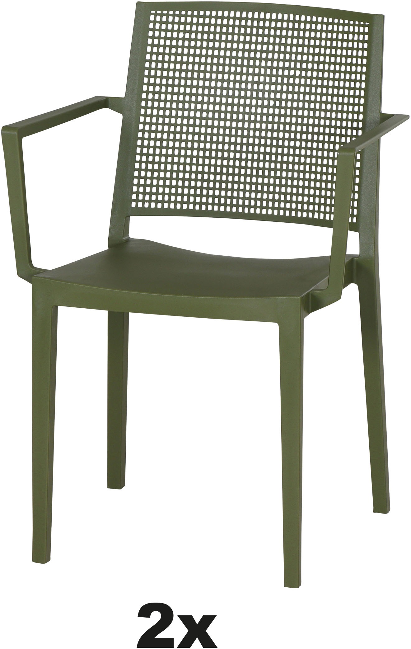 Siena Garden Gartensessel »Square 2er Set Stapelsessel olive« Set, 2 Stk. tlg. Gestell, Polypropylen/Glasfaser