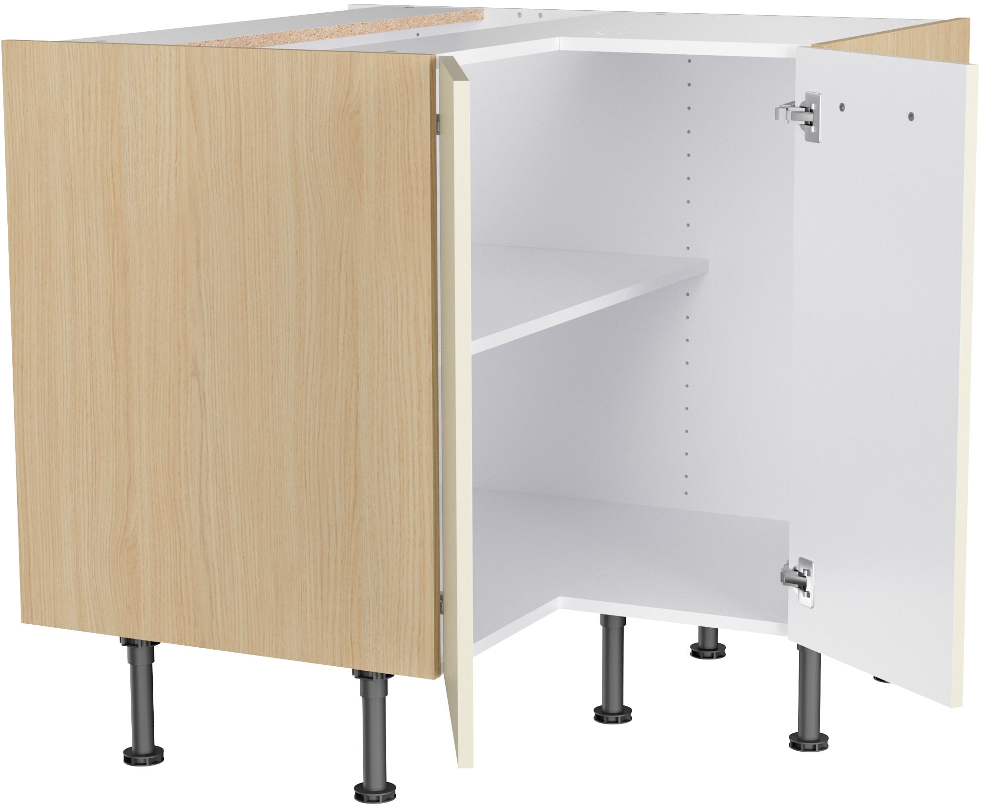 KOCHSTATION Eckunterschrank »KS-Lucy« Breite 90 x 90 cm, mit 2 Türen, Soft-Close, höhenverstellbare Füße